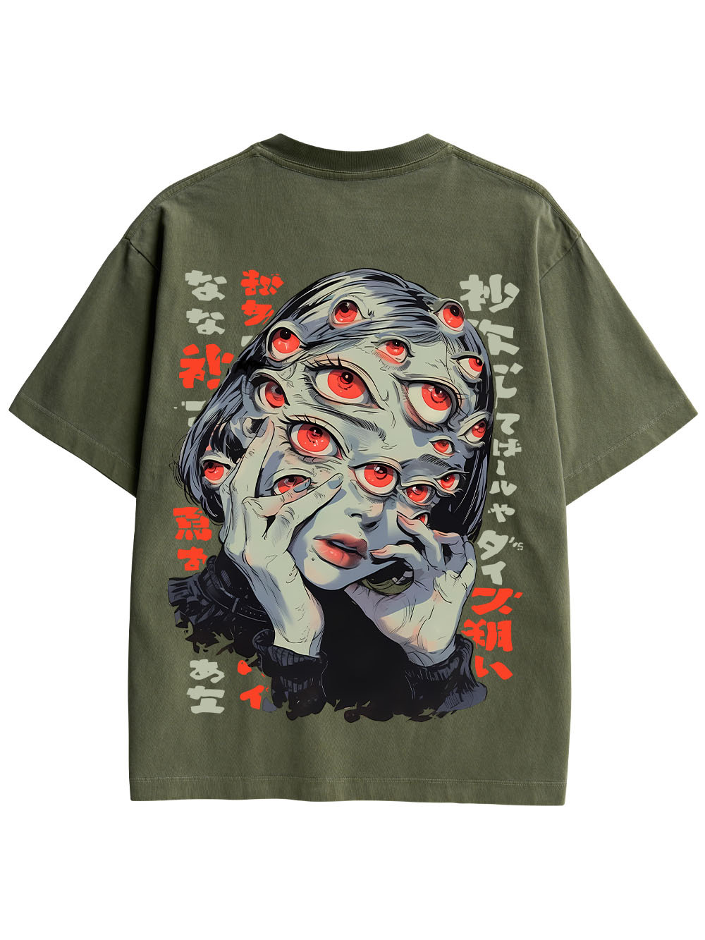 THOUSAND EYES GAZE DOUBLE SIDED PRINT WASHED TSHIRT