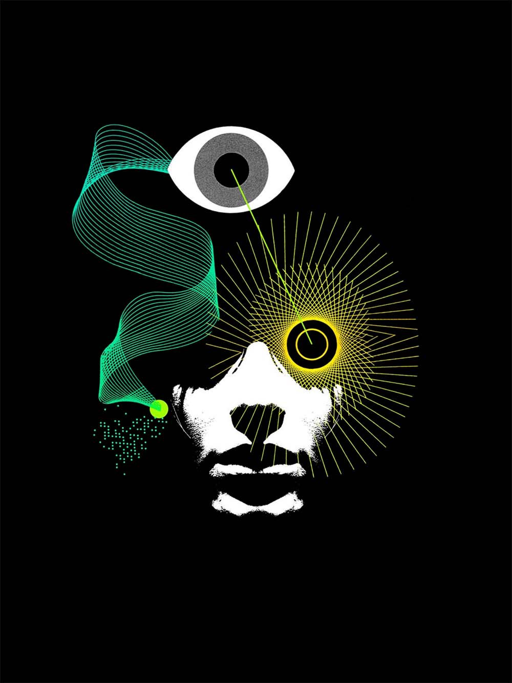 Cyber ​​Vision Face Washed Tshirt