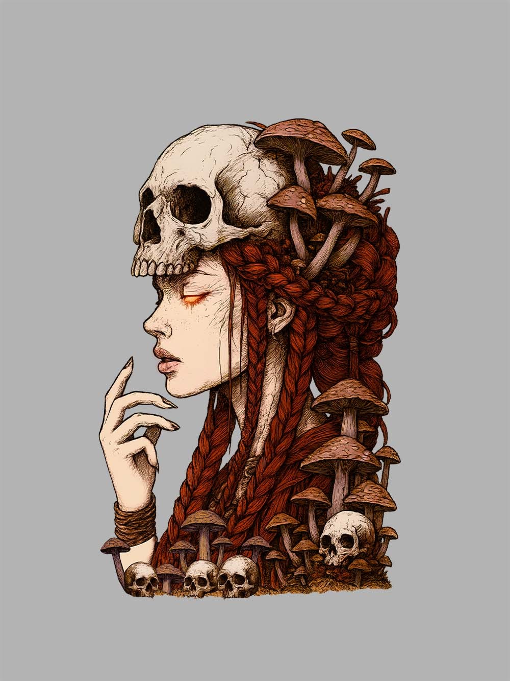 Skeleton Mushroom Witch Washed Tshirt