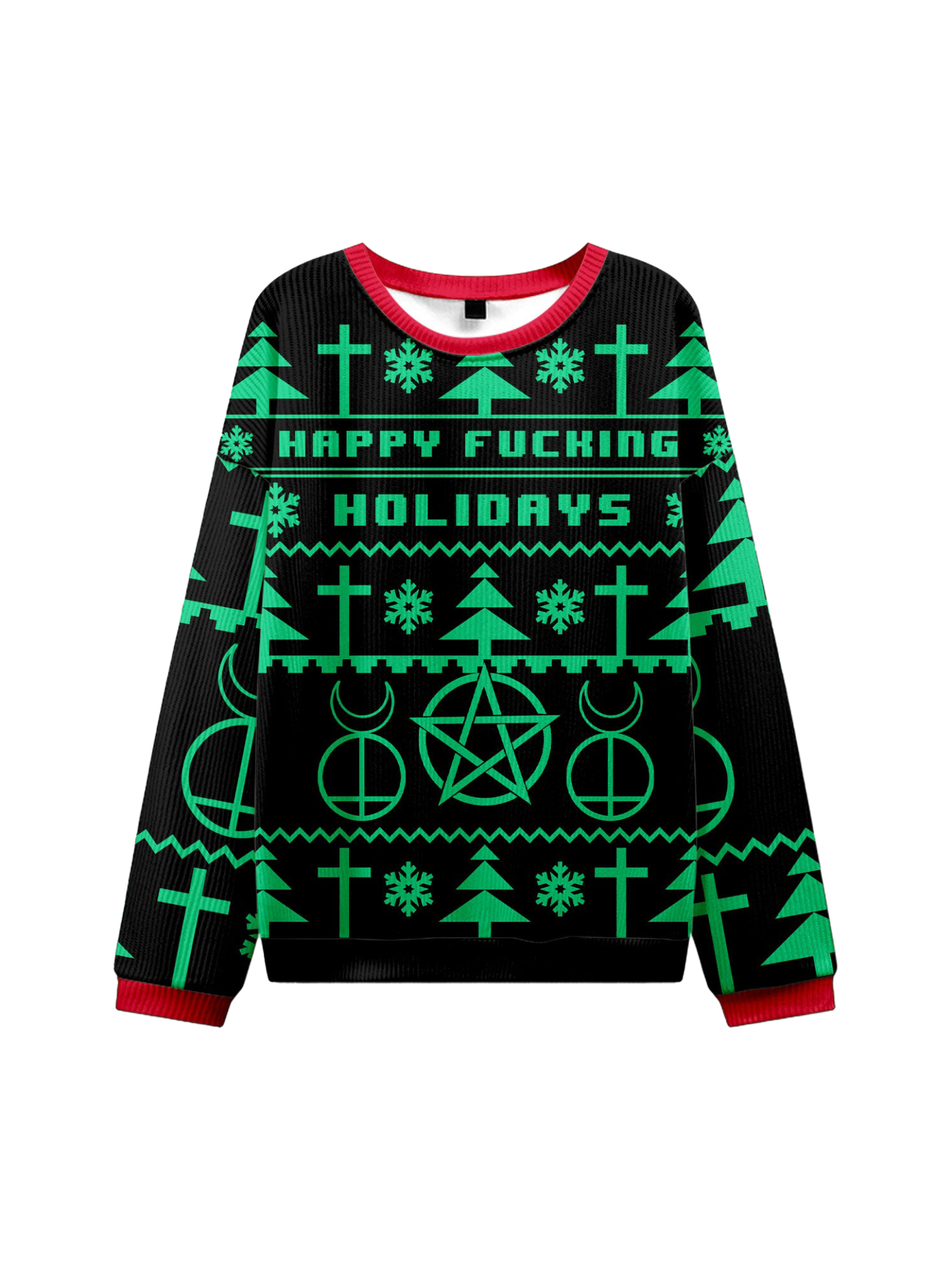 HAPPY FUCKING HOLIDAYS UGLY CHRISTMAS SWEATSHIRT-ClassyOutlaw Sale