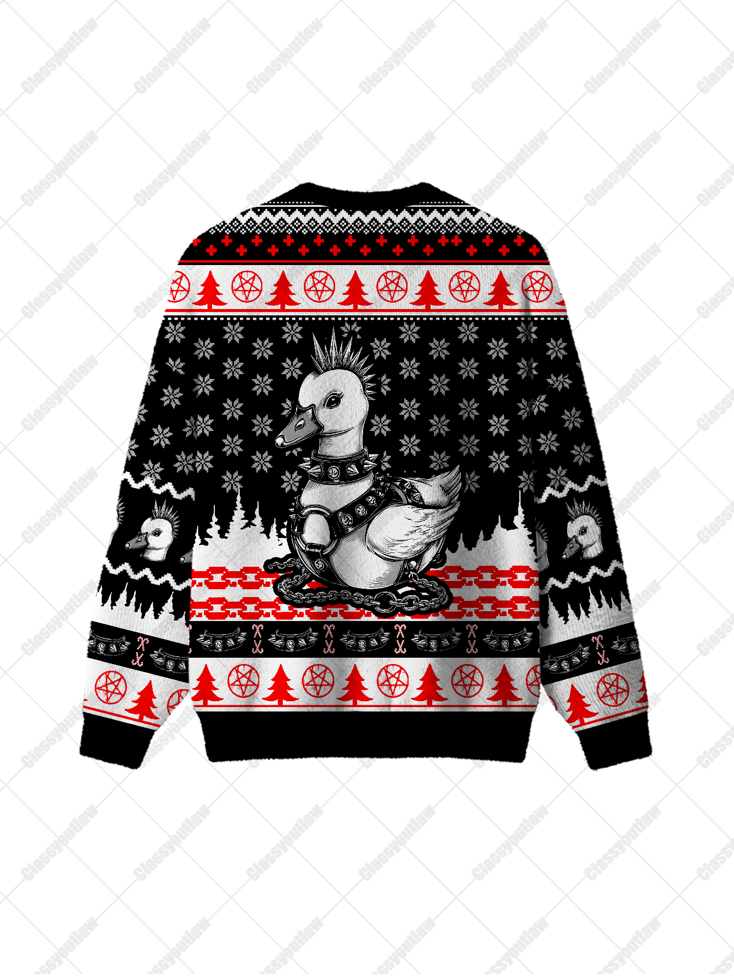 Punk Collar Duck UGLY CHRISTMAS SWEATSHIRT