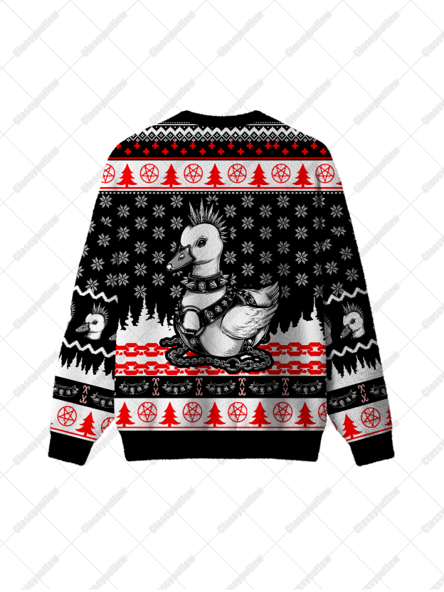 Punk Collar Duck UGLY CHRISTMAS SWEATSHIRT