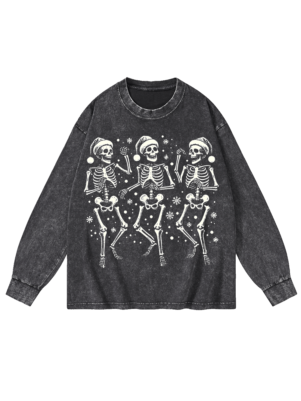 SKELETON WASHED LONG-SLEEVE TSHIRT-ClassyOutlaw Sale