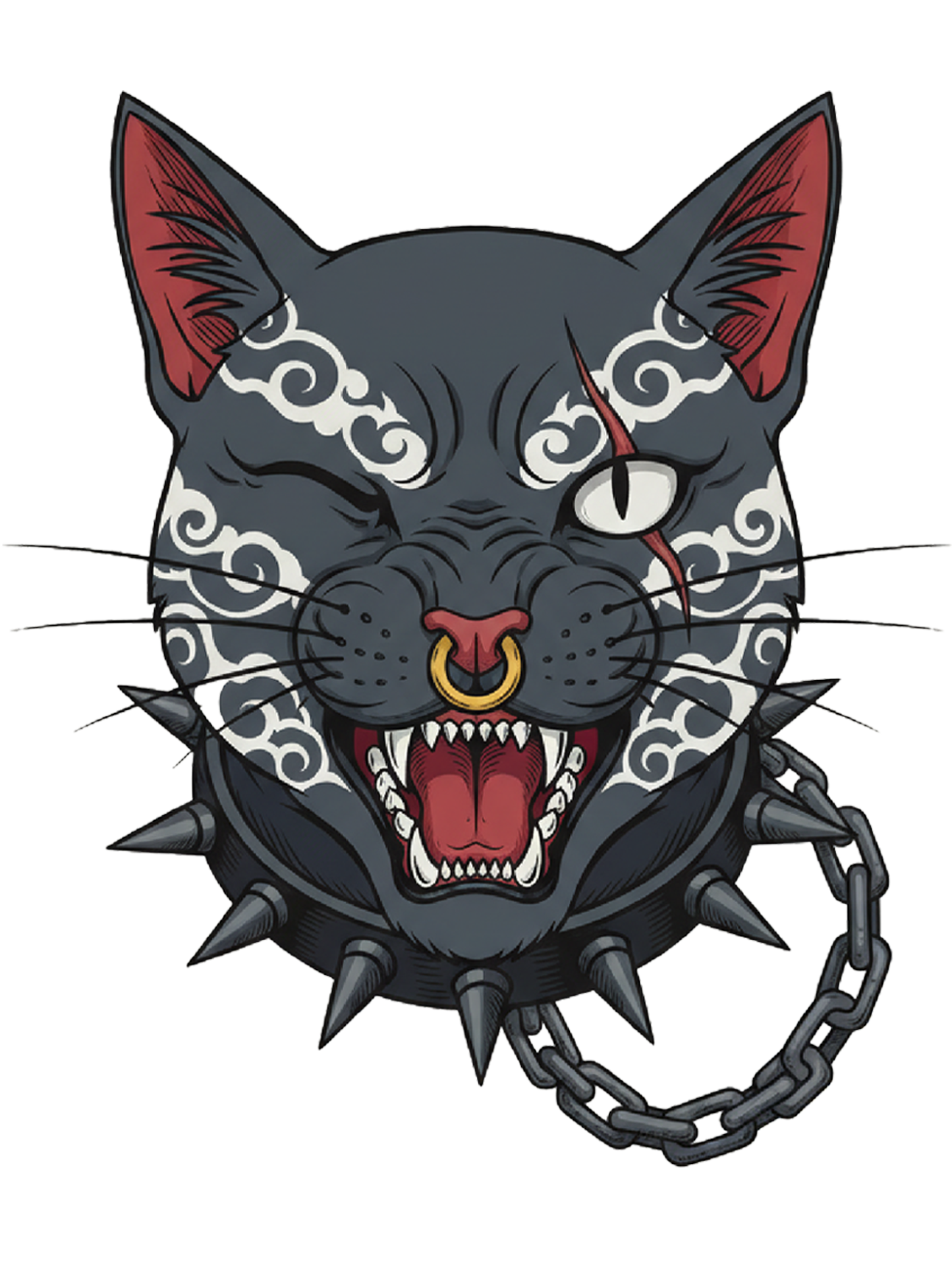 Dark Gothic Cat Washed Tshirt