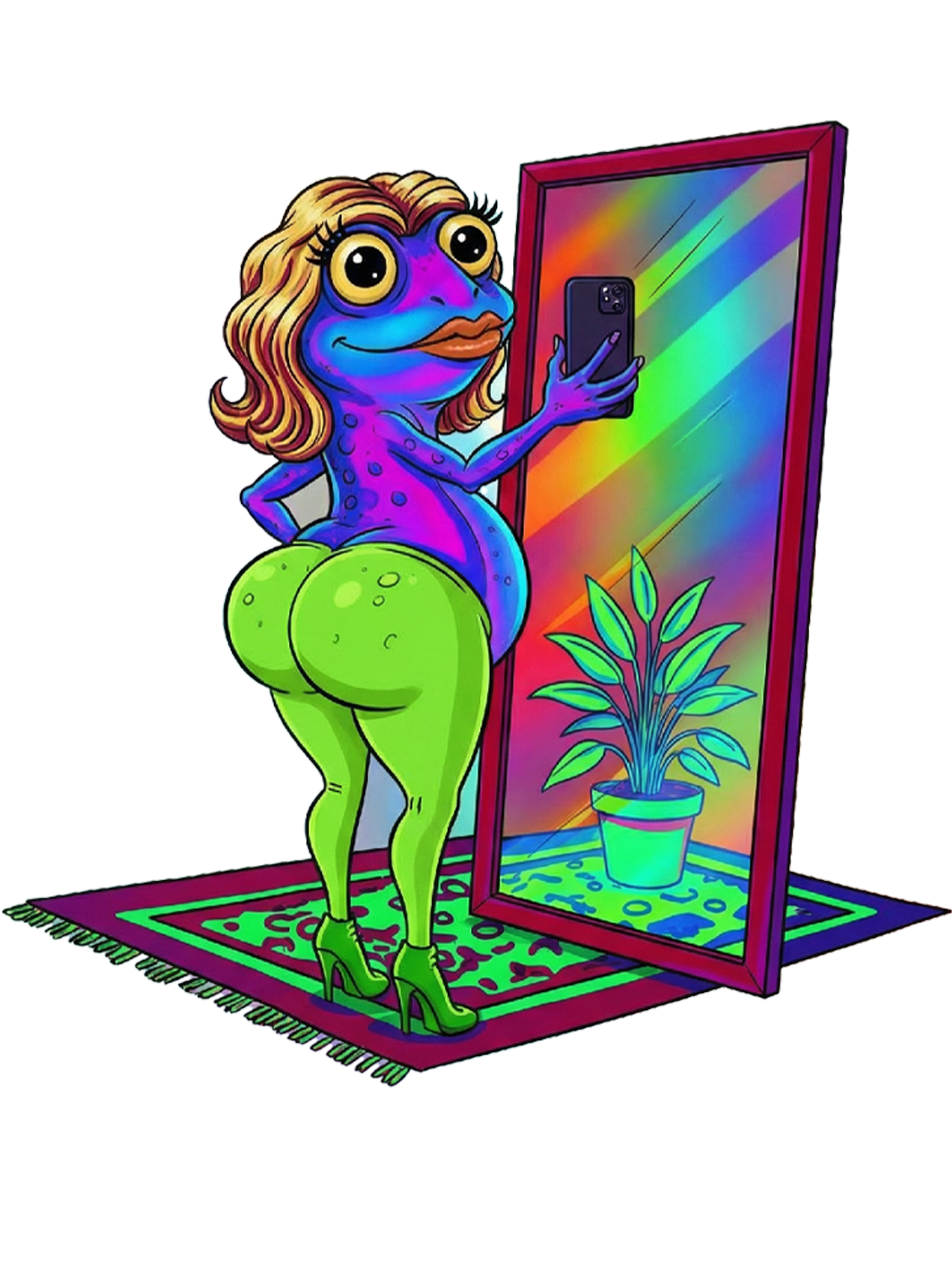 "Selfie Frog Diva Washed Tshirt