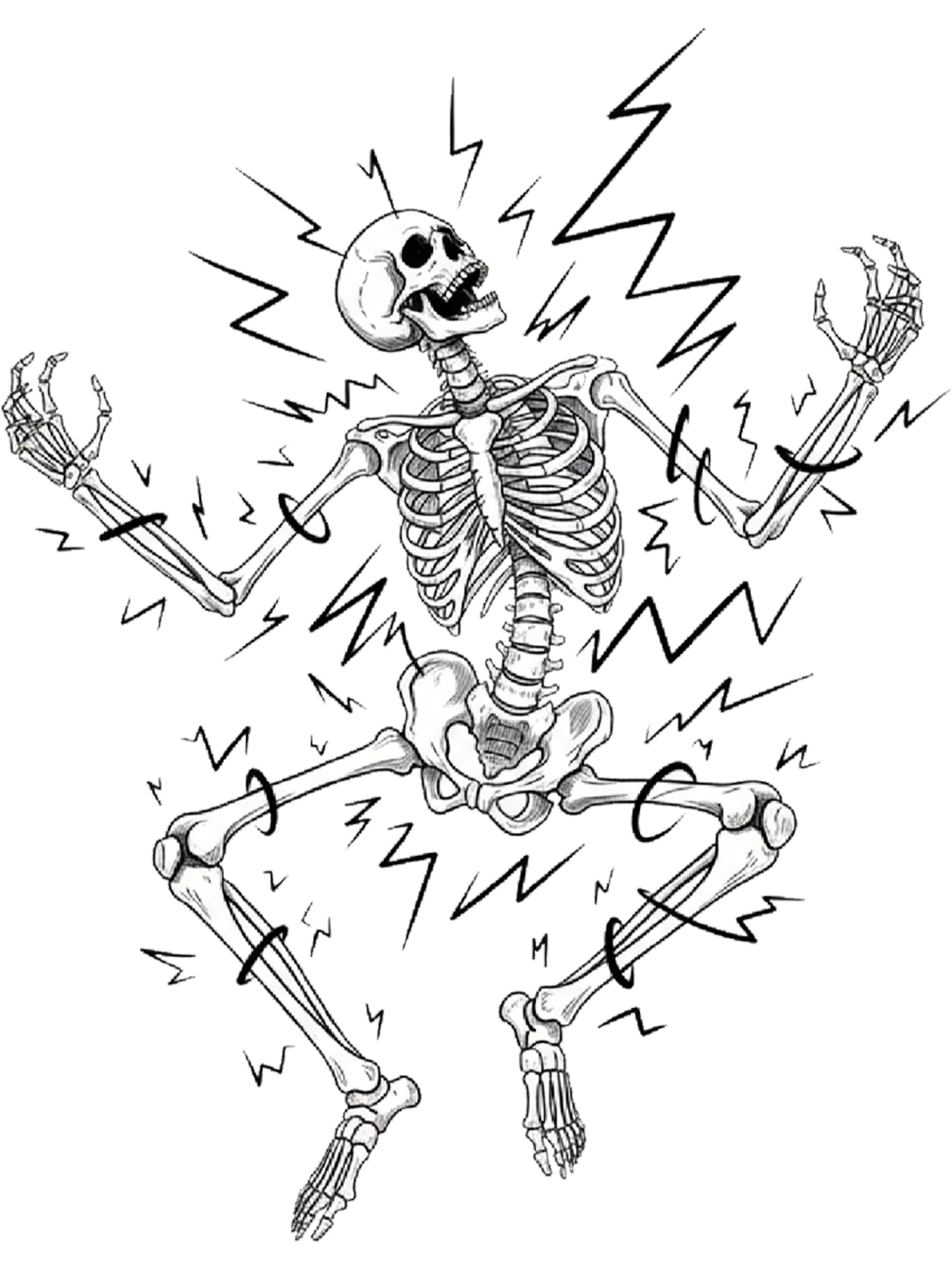 Electric Shock Skeleton Washed Tshirt