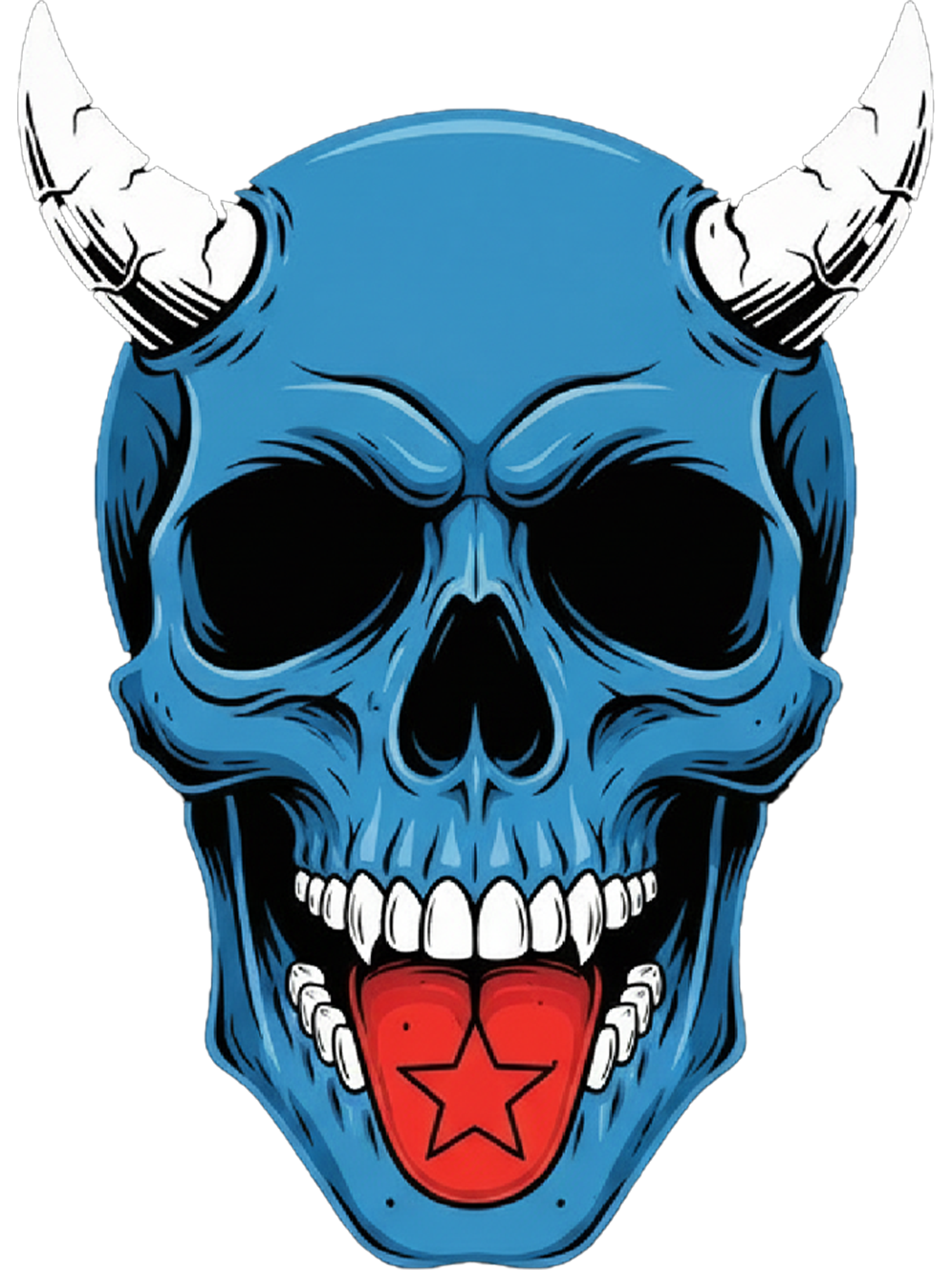 Devil Blue Skull Washed Tshirt