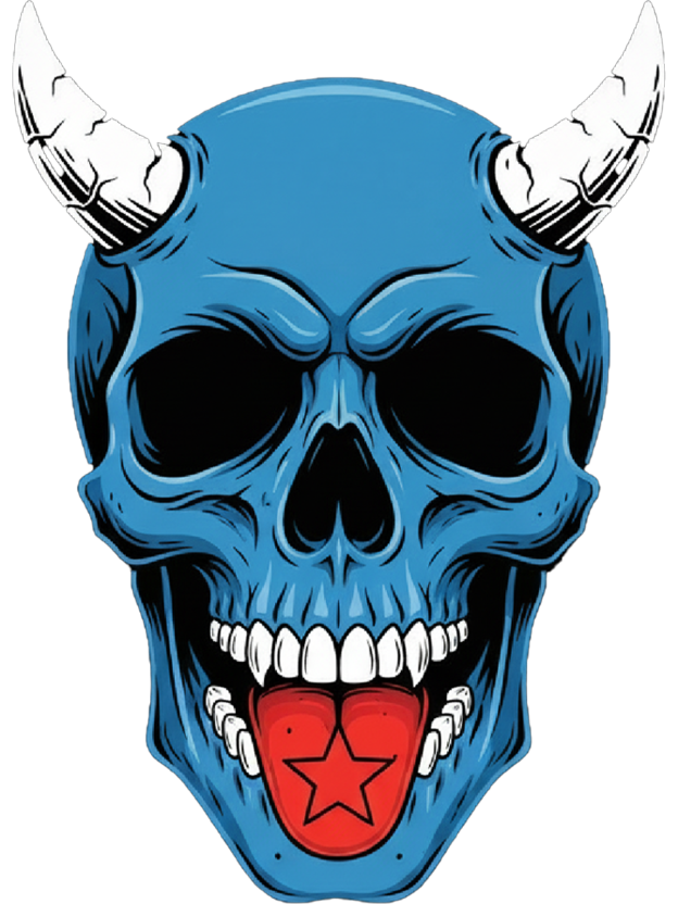 Devil Blue Skull Washed Tshirt