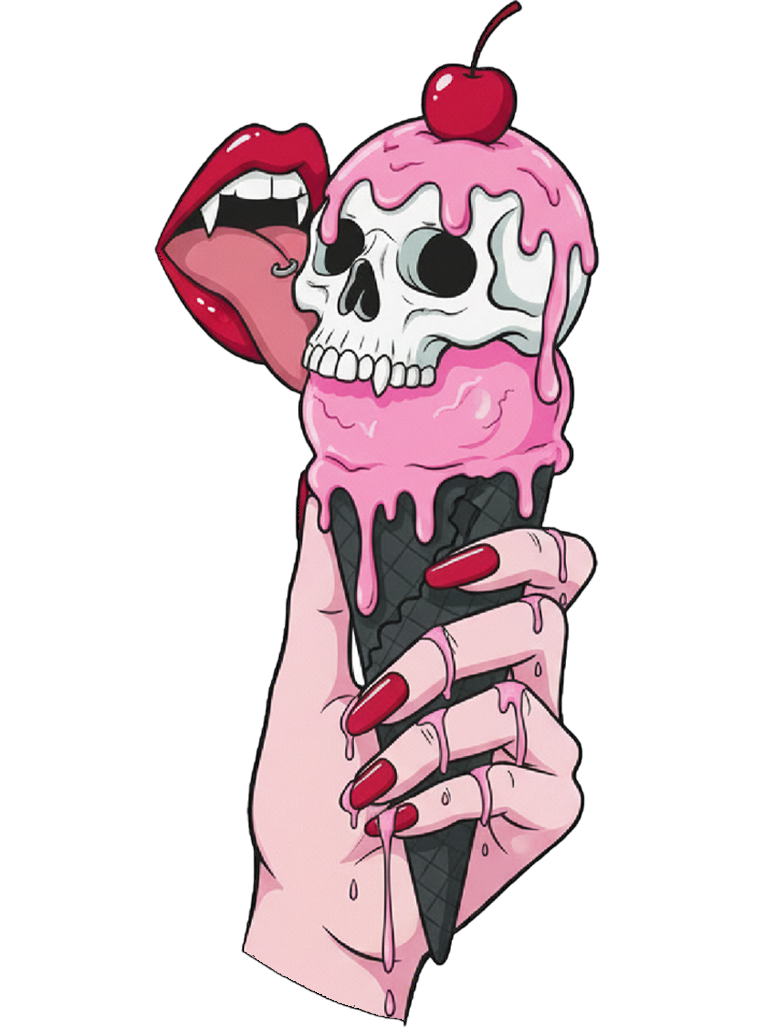 Skull Ice Cream Washed Tshirt