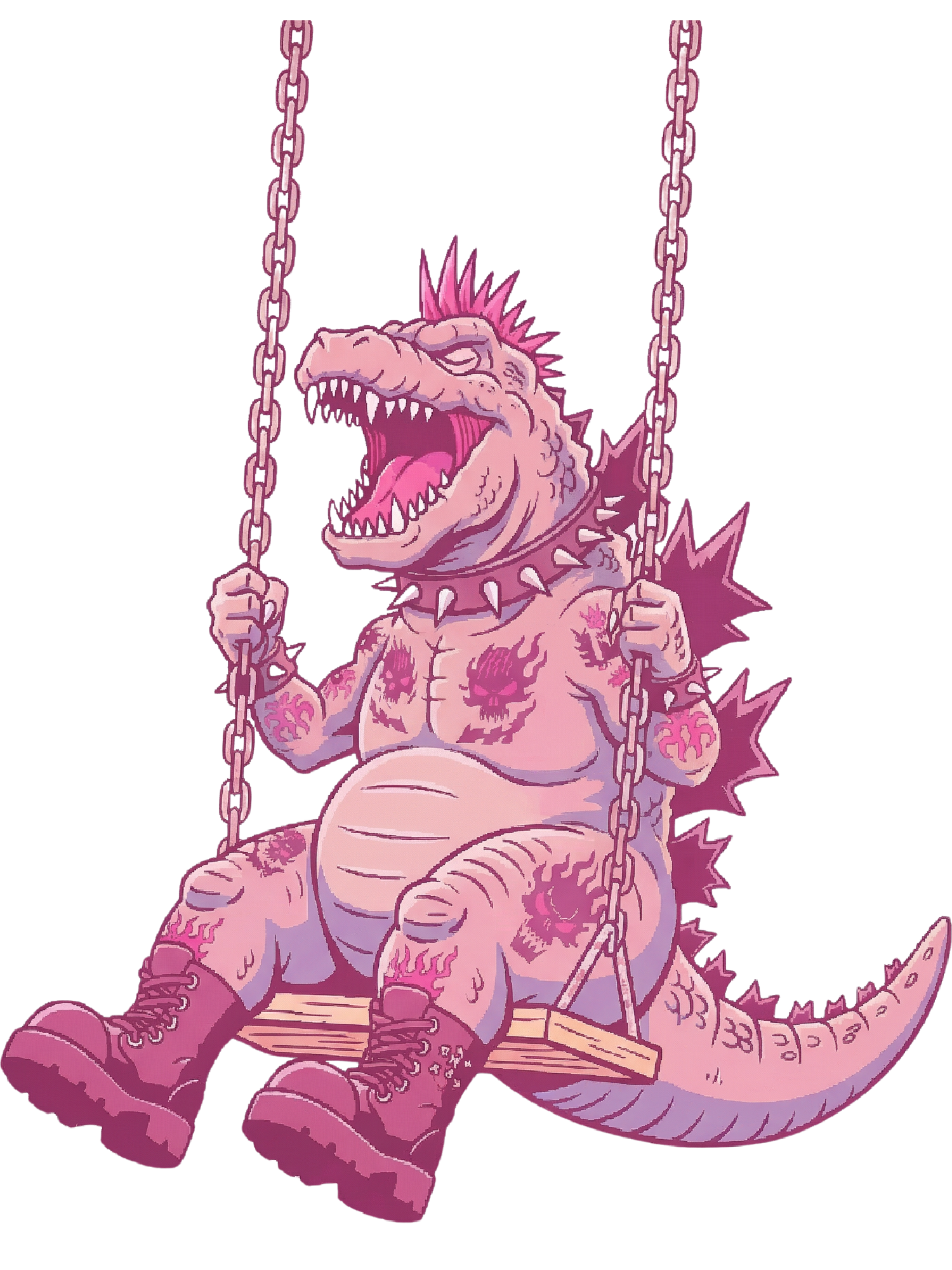 Swinging Pink Dino Washed Tshirt