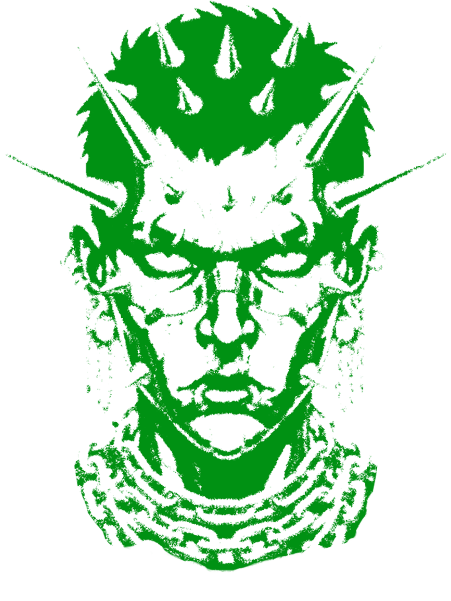 Green Spiked Punk Head Washed Tshirt