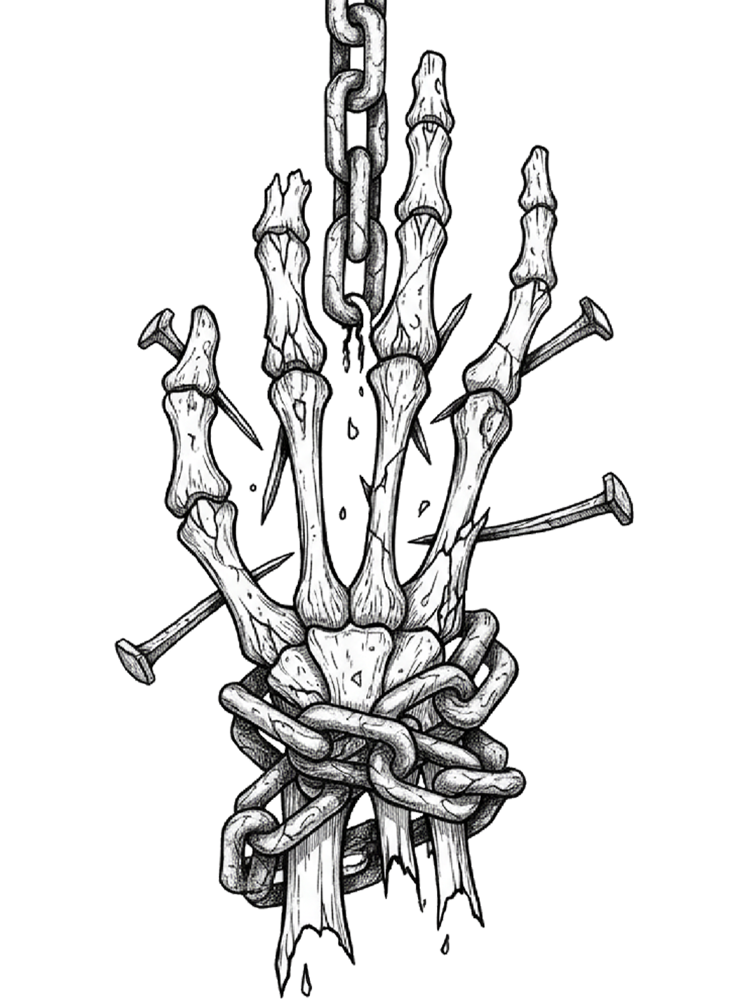 Chained Skeleton Hand Washed Tshirt