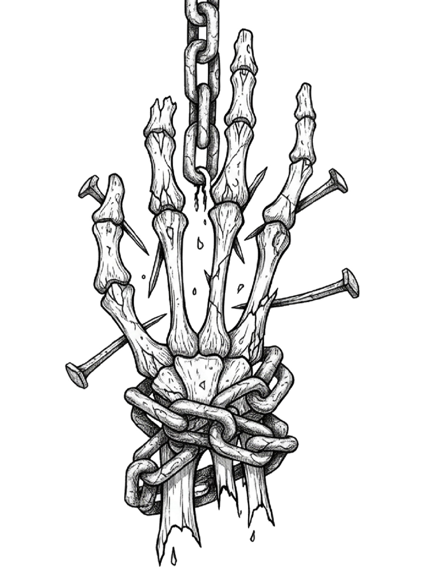 Chained Skeleton Hand Washed Tshirt