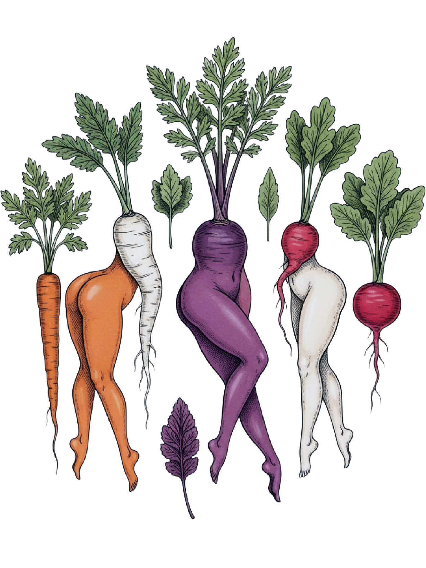 Rooted Vegetables with Legs Washed Tshirt