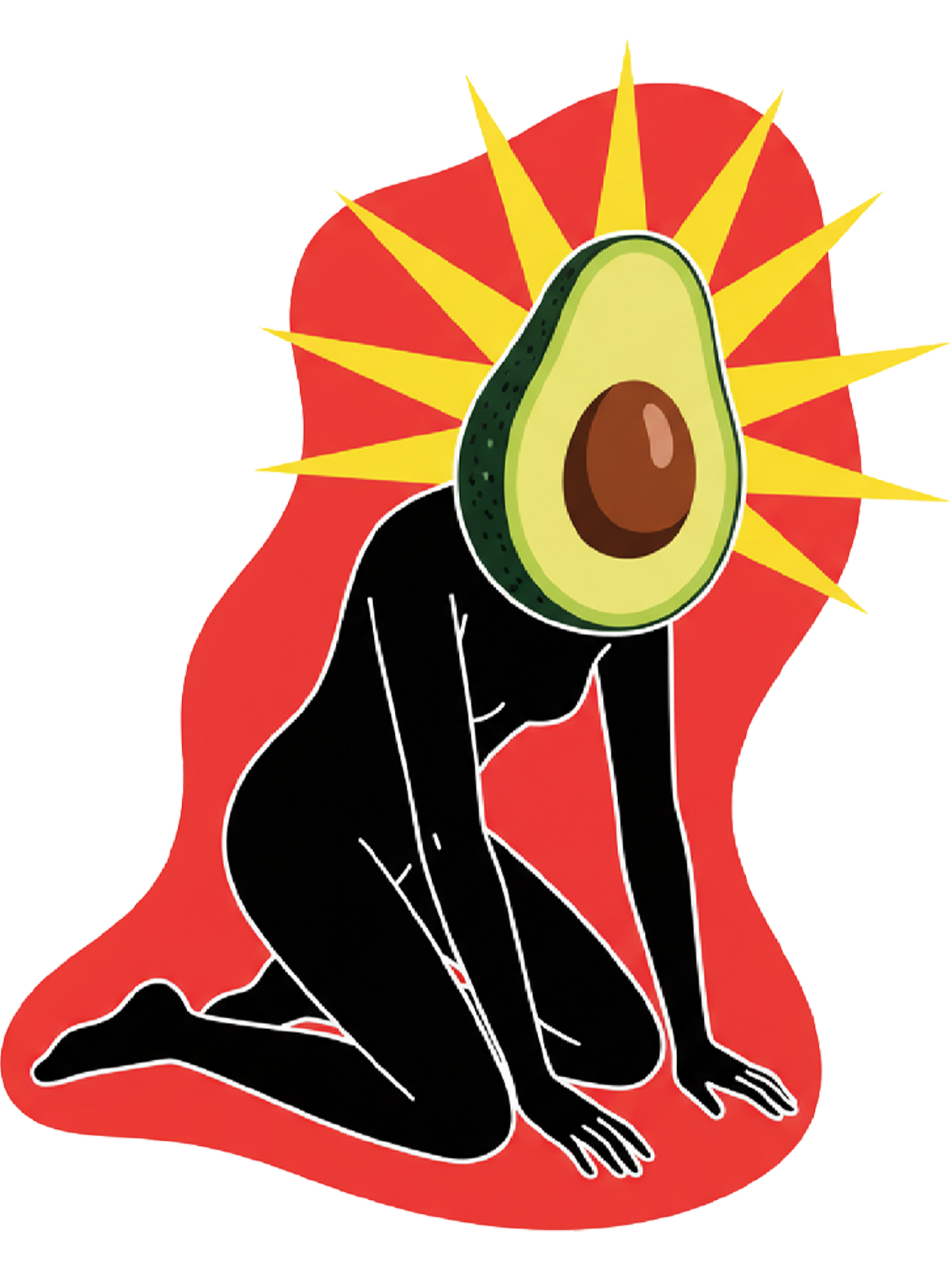 Avocado-Head Figure Washed Tshirt