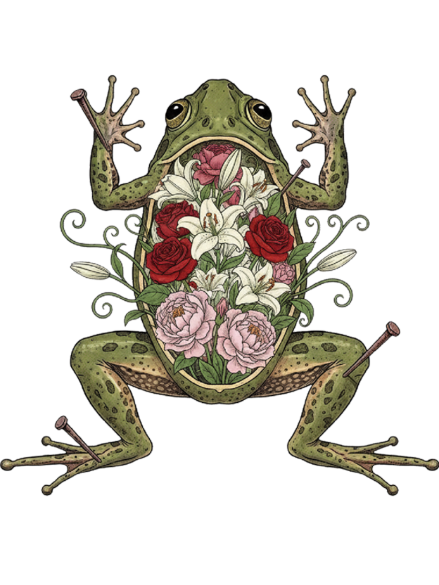 Floral Organs Frog Washed Tshirt
