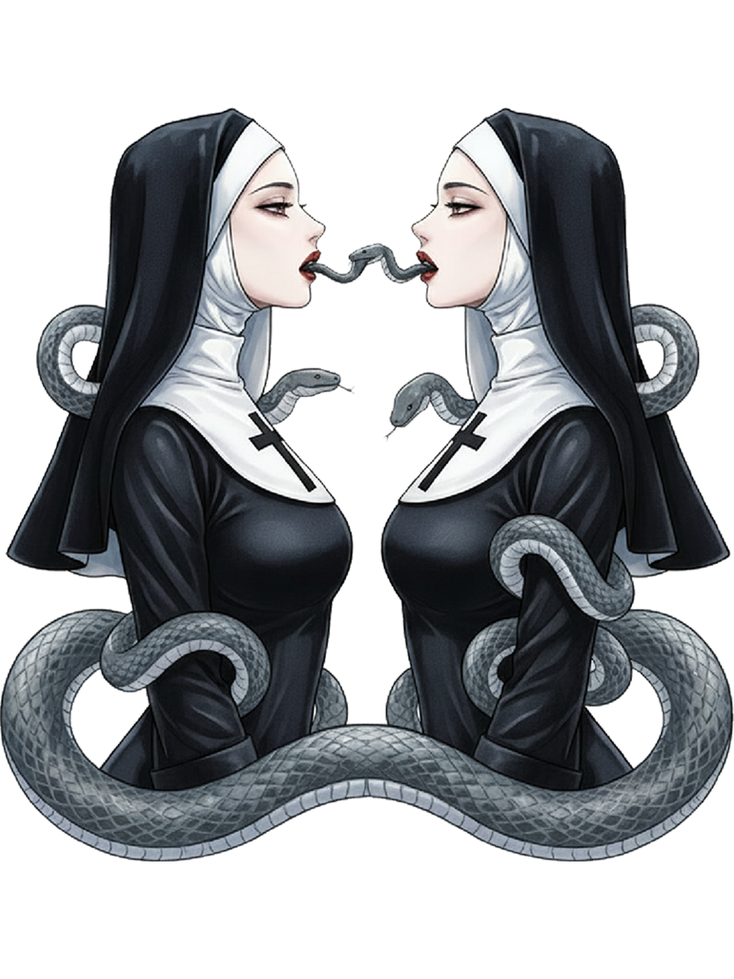 The Twin Serpent Nuns Washed Tshirt