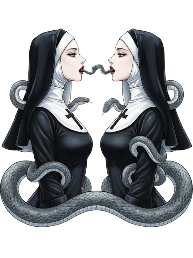 The Twin Serpent Nuns Washed Tshirt