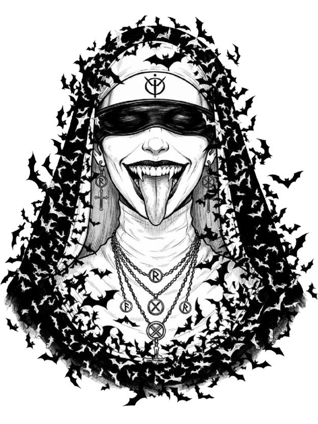 Bat Goth Nun Washed Tshirt