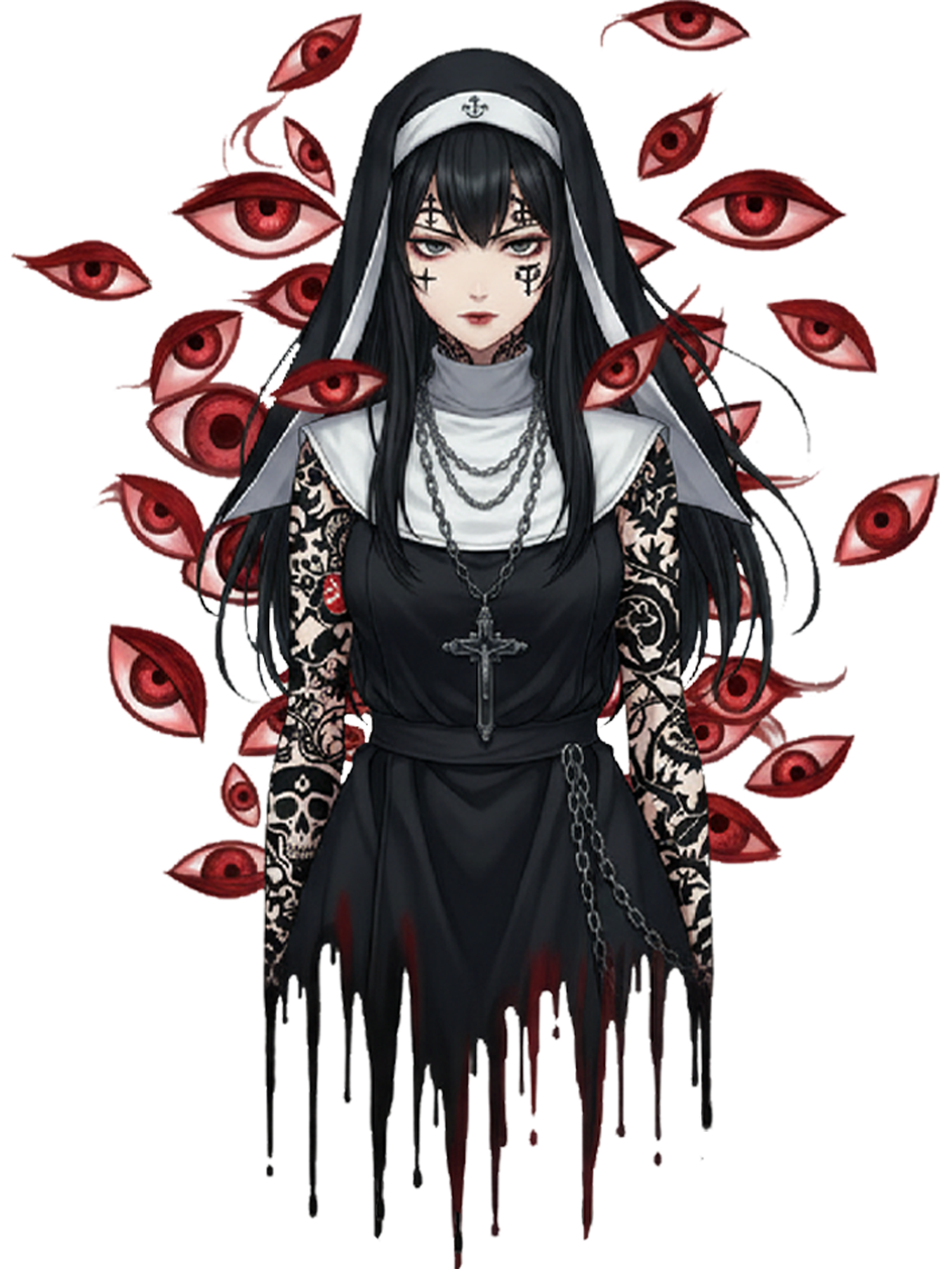 Multi-Eyed Nun Washed Tshirt