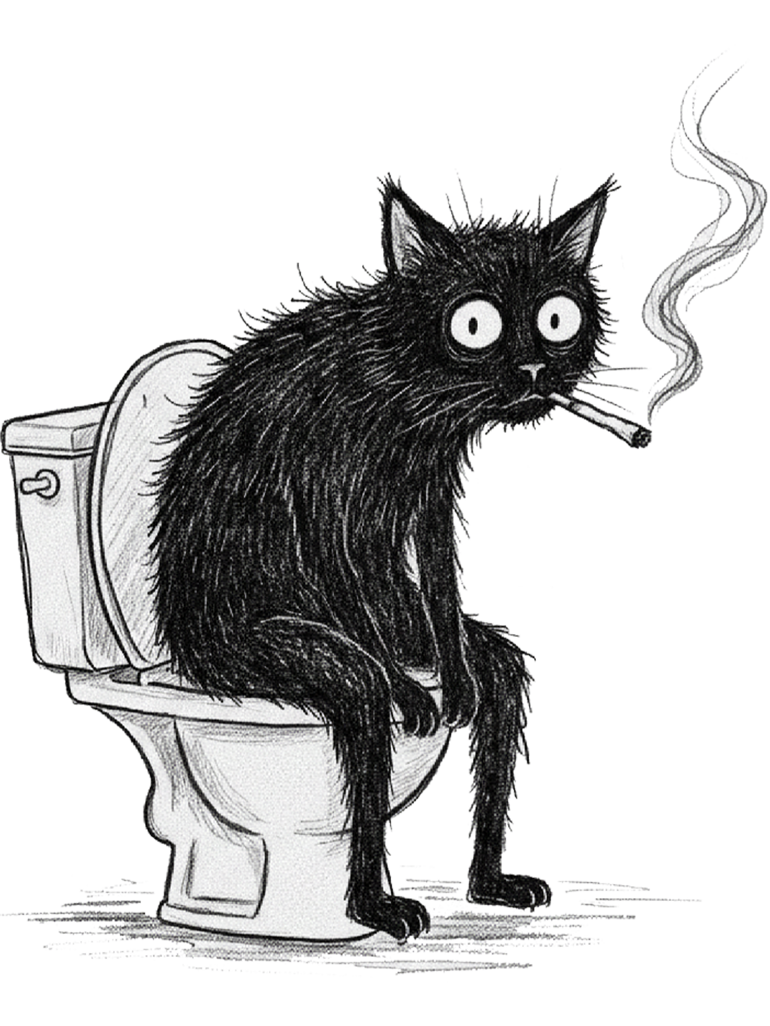 Cat smoking on the toilet Washed Tshirt