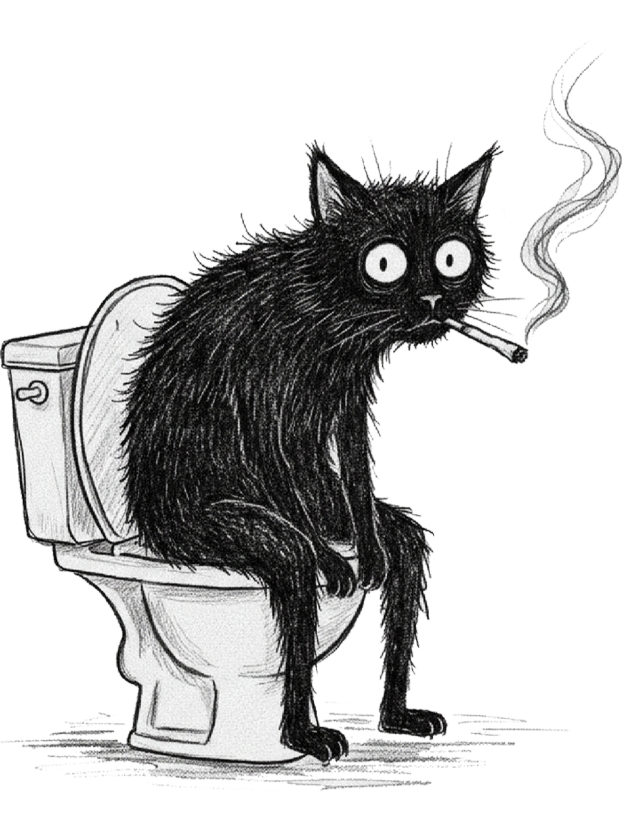 Cat smoking on the toilet Washed Tshirt