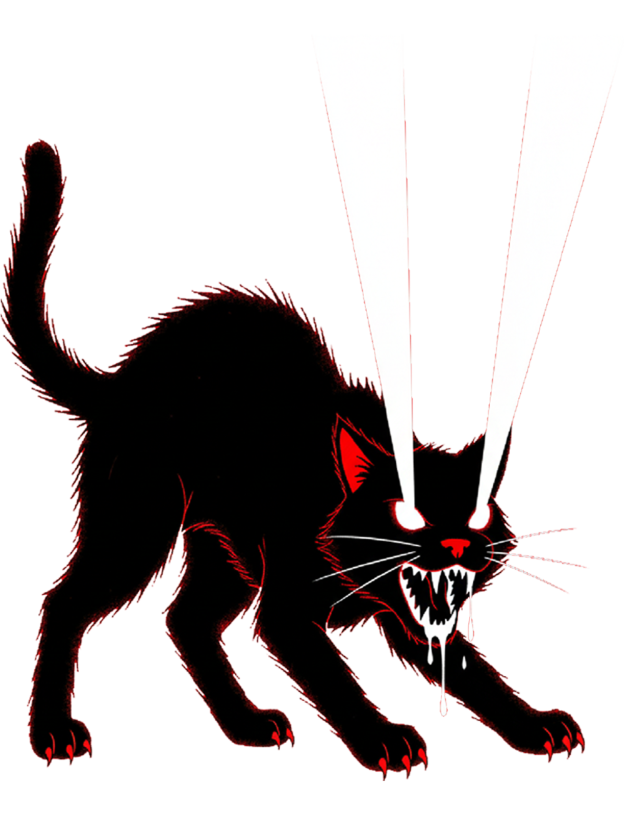 Glowing-Eyed Cat Washed Tshirt