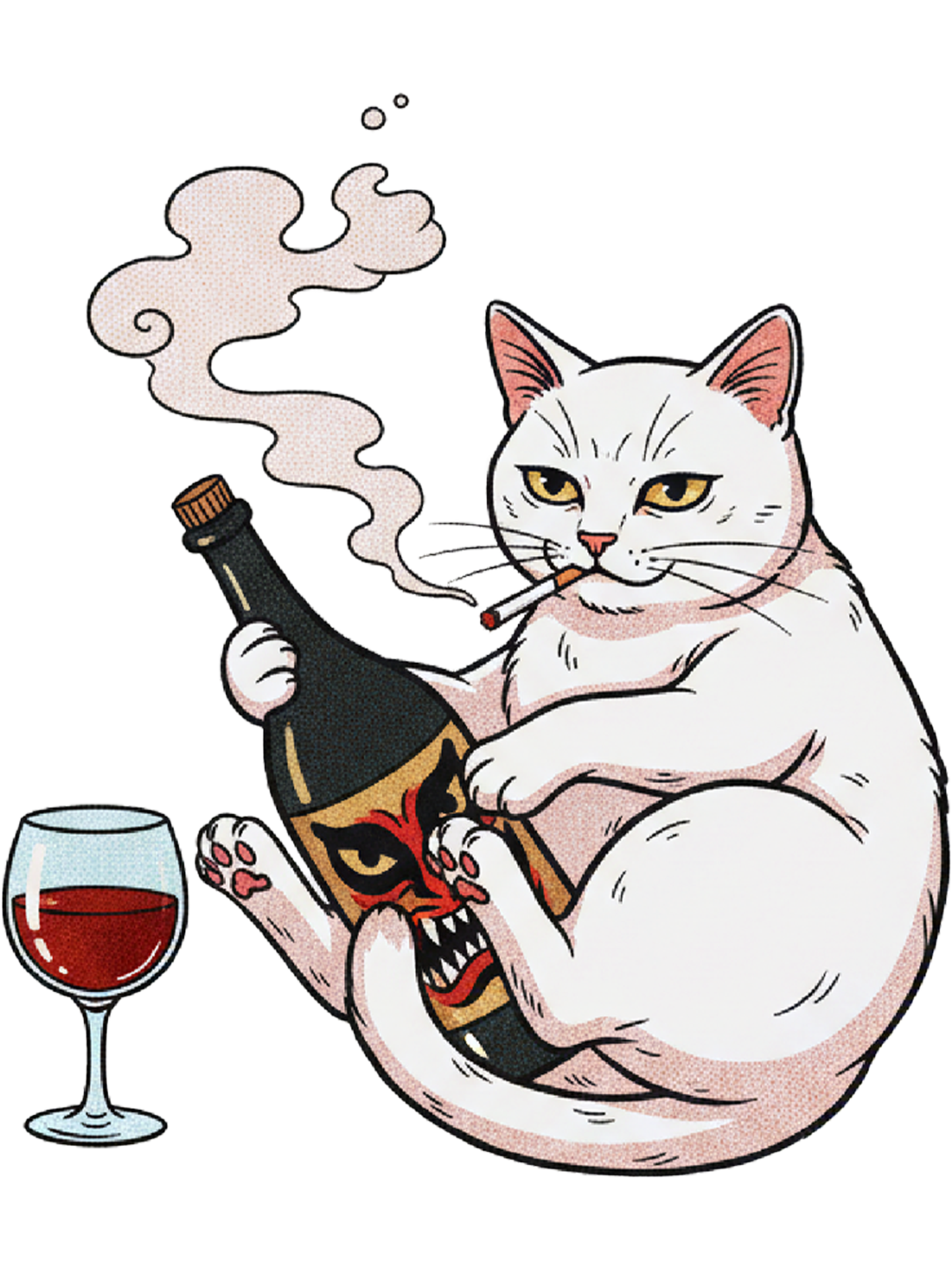 Drinking Rebellious Cat Washed Tshirt