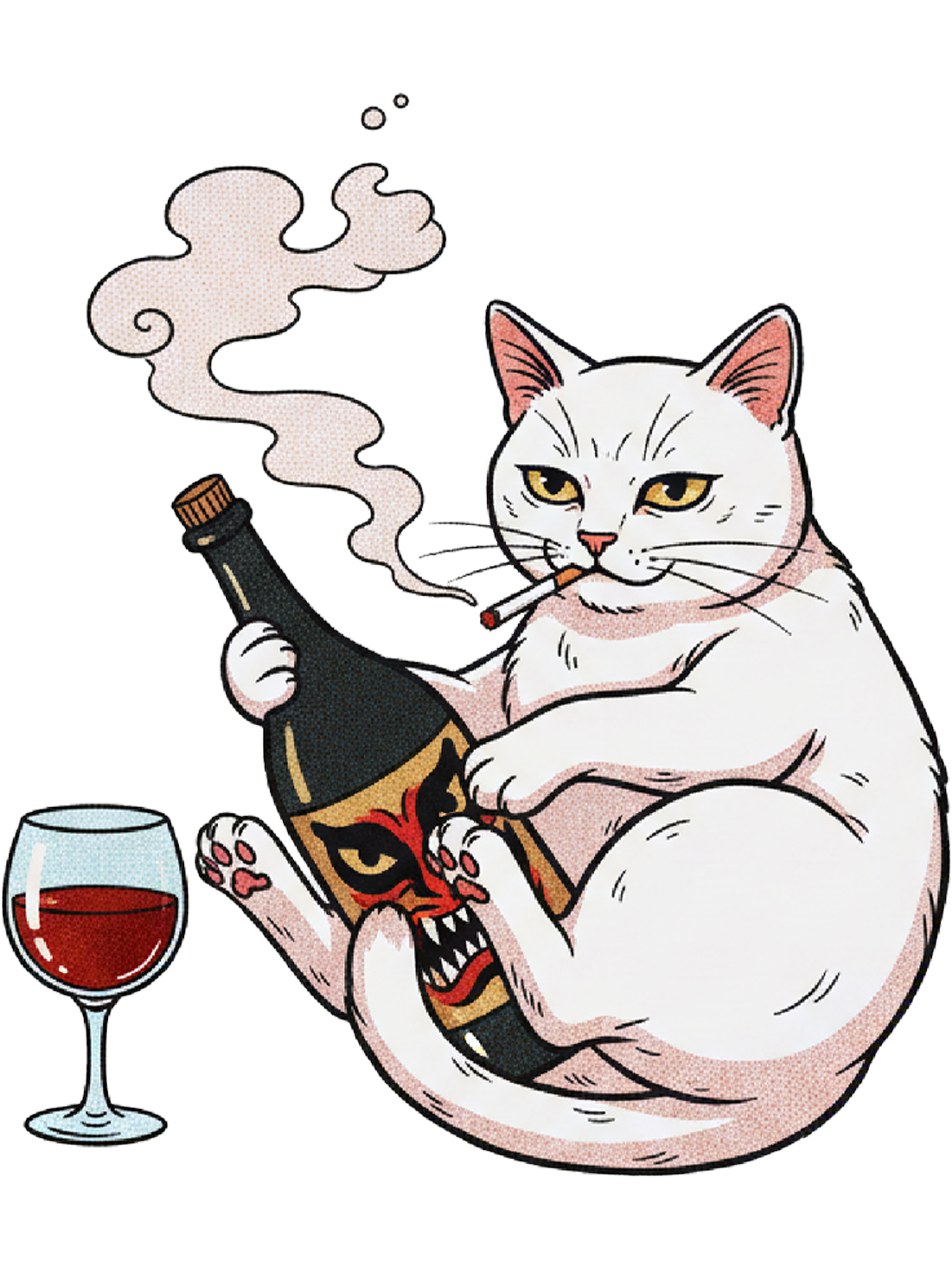 Drinking Rebellious Cat Washed Tshirt