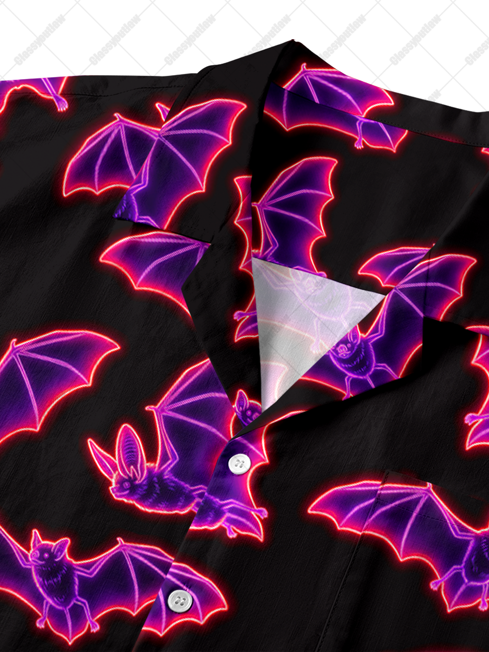 PURPLE BATS BUTTON UP POCKET SHIRT