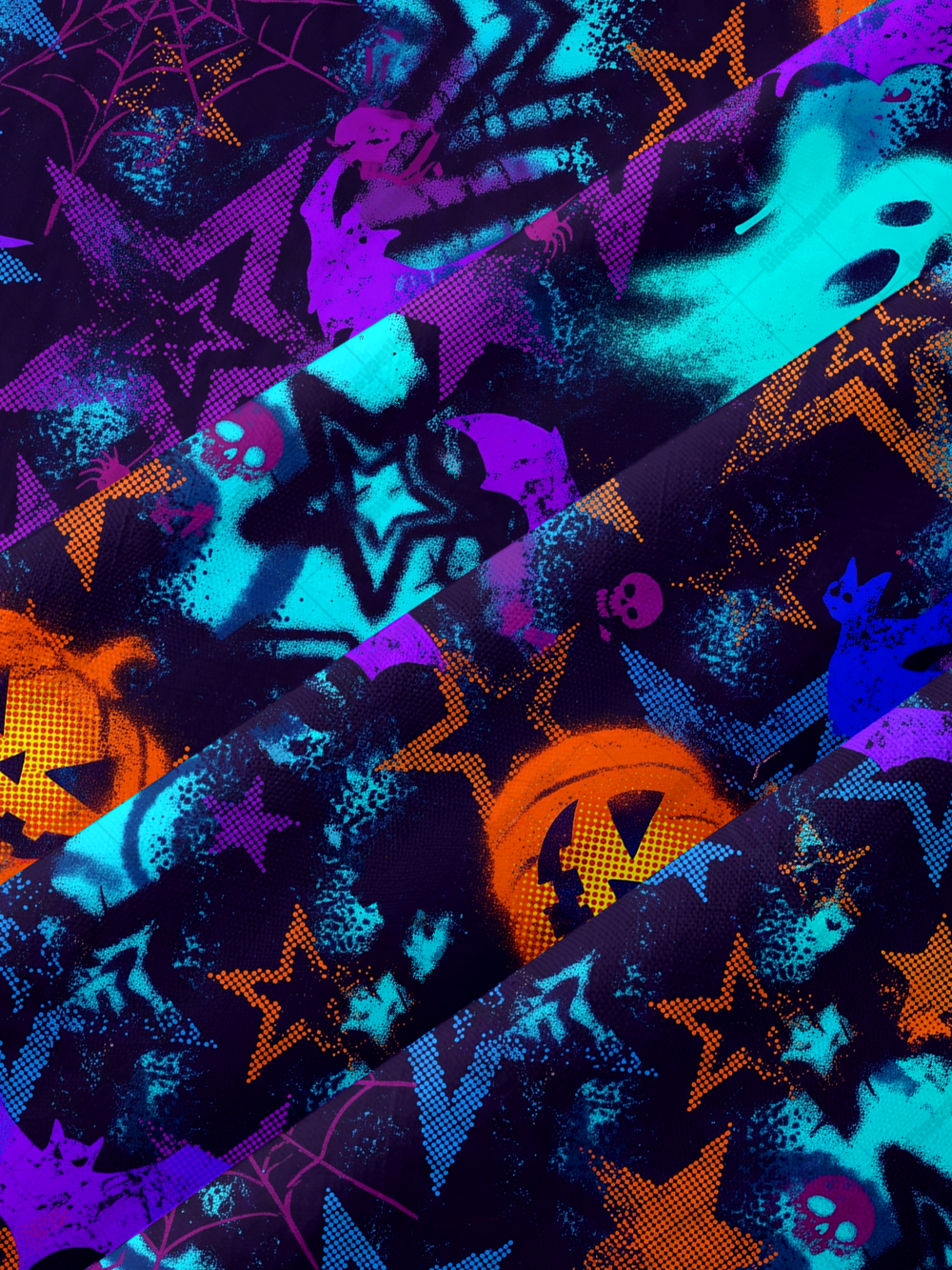 SPOOKY PUMPKIN BUTTON UP POCKET SHIRT