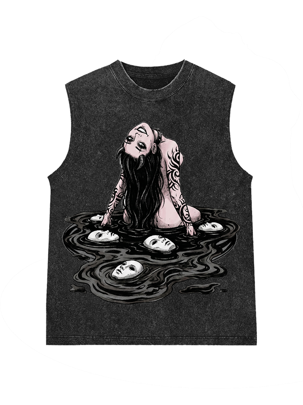 Long-haired girl with desires Washed Tank Top