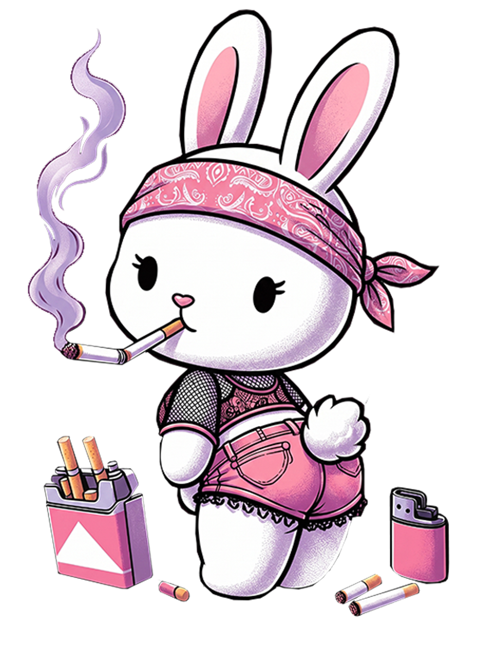 PINK SMOKING BUNNY STYLE MESH JERSEY AAA WASHED TANK