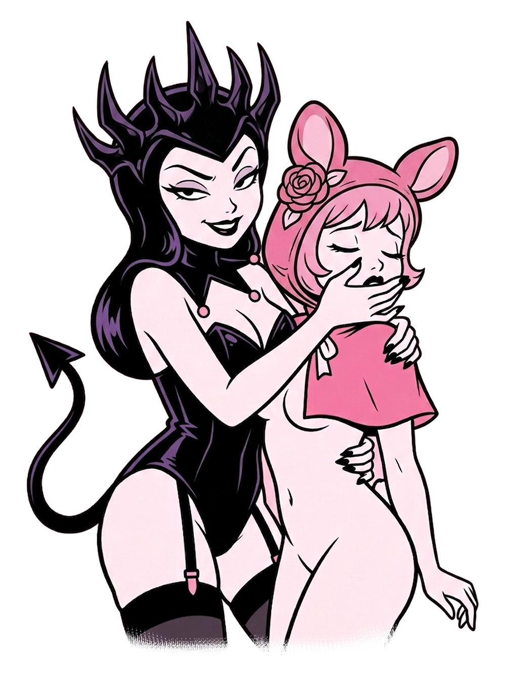 DEMON GIRL AND BUNNY GIRL WASHED TANK
