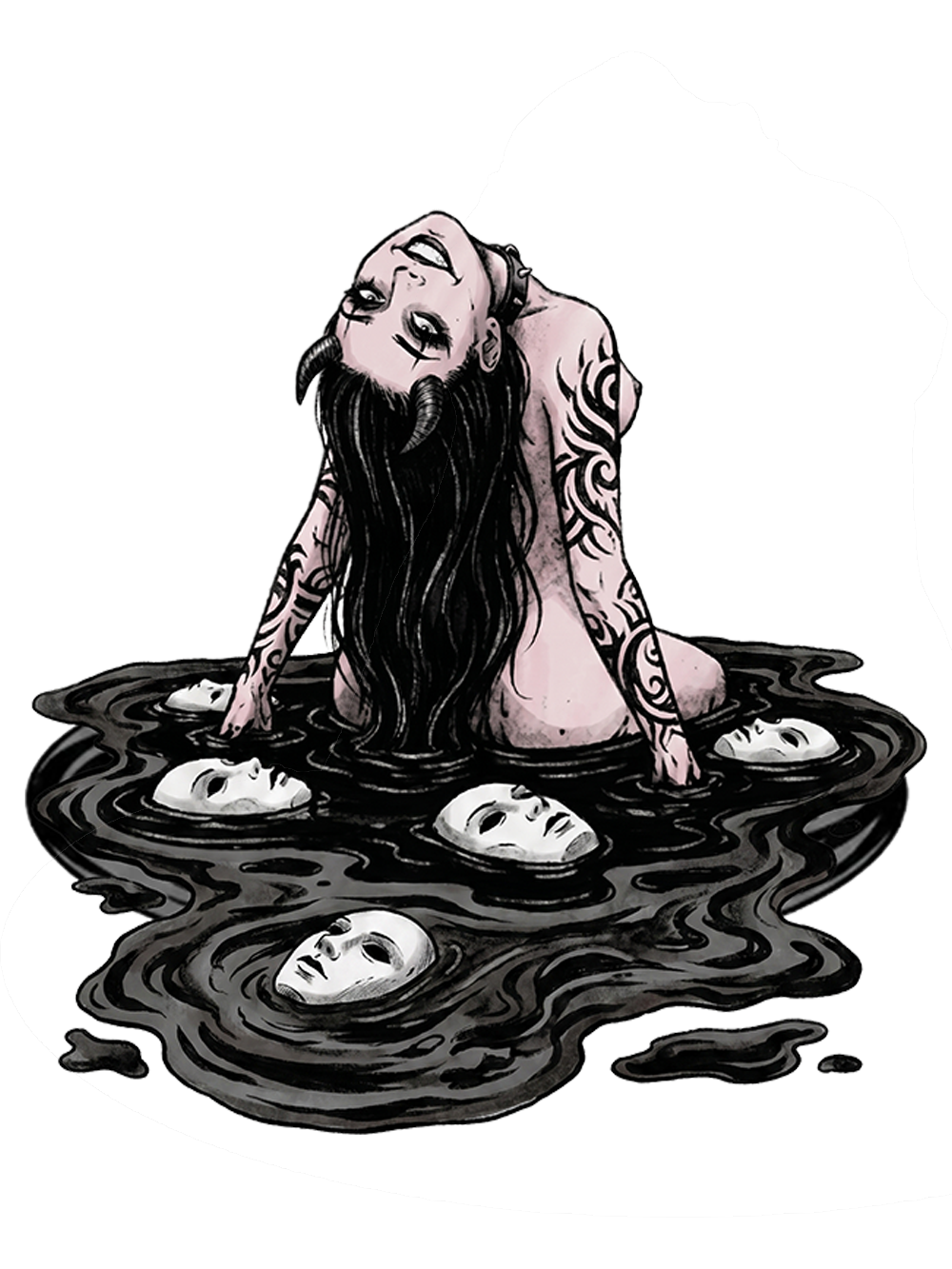Long-haired girl with desires Washed Tank Top
