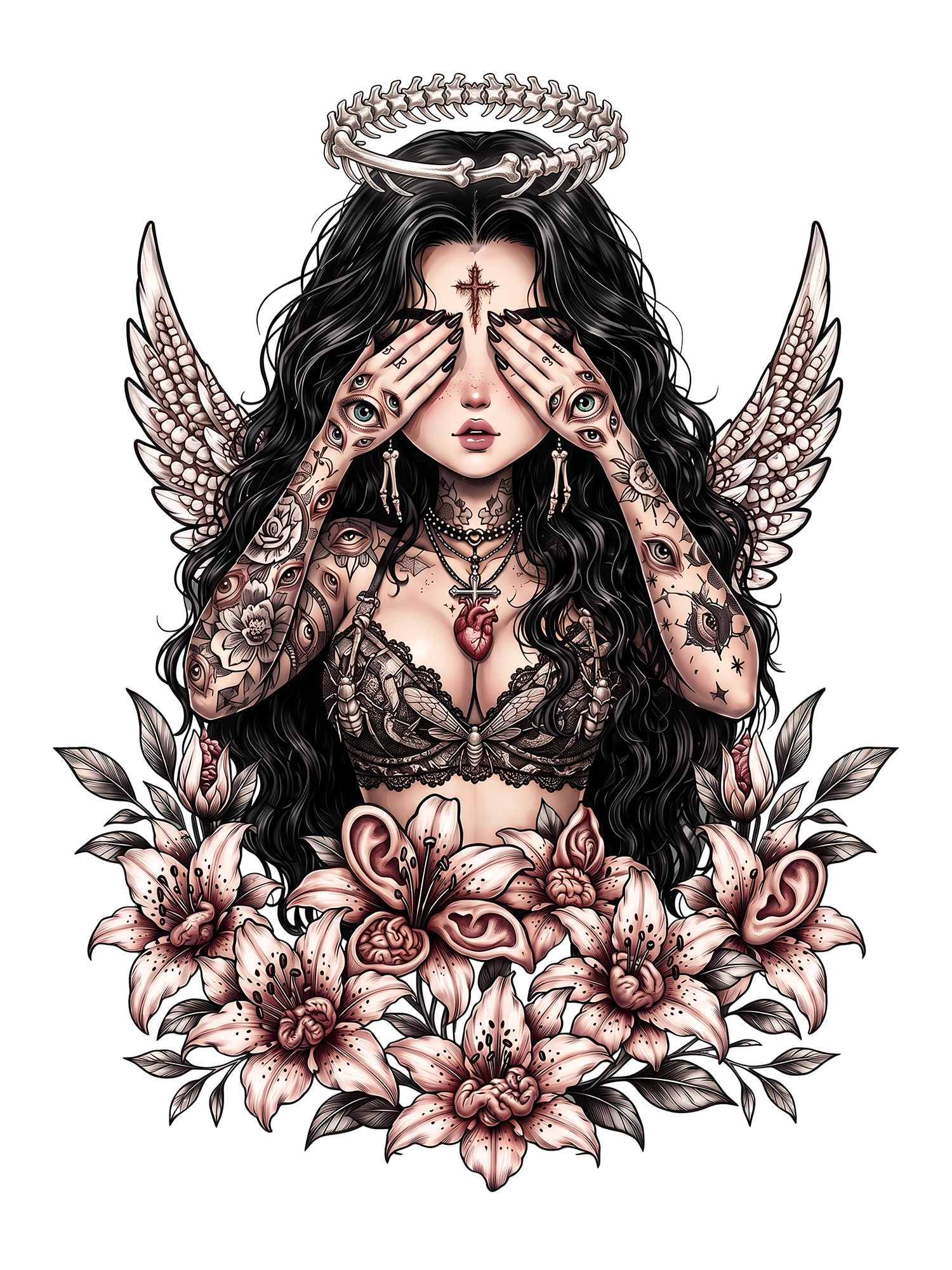 TATTOOED ANGEL BLOOM AAA WASHED TSHIRT