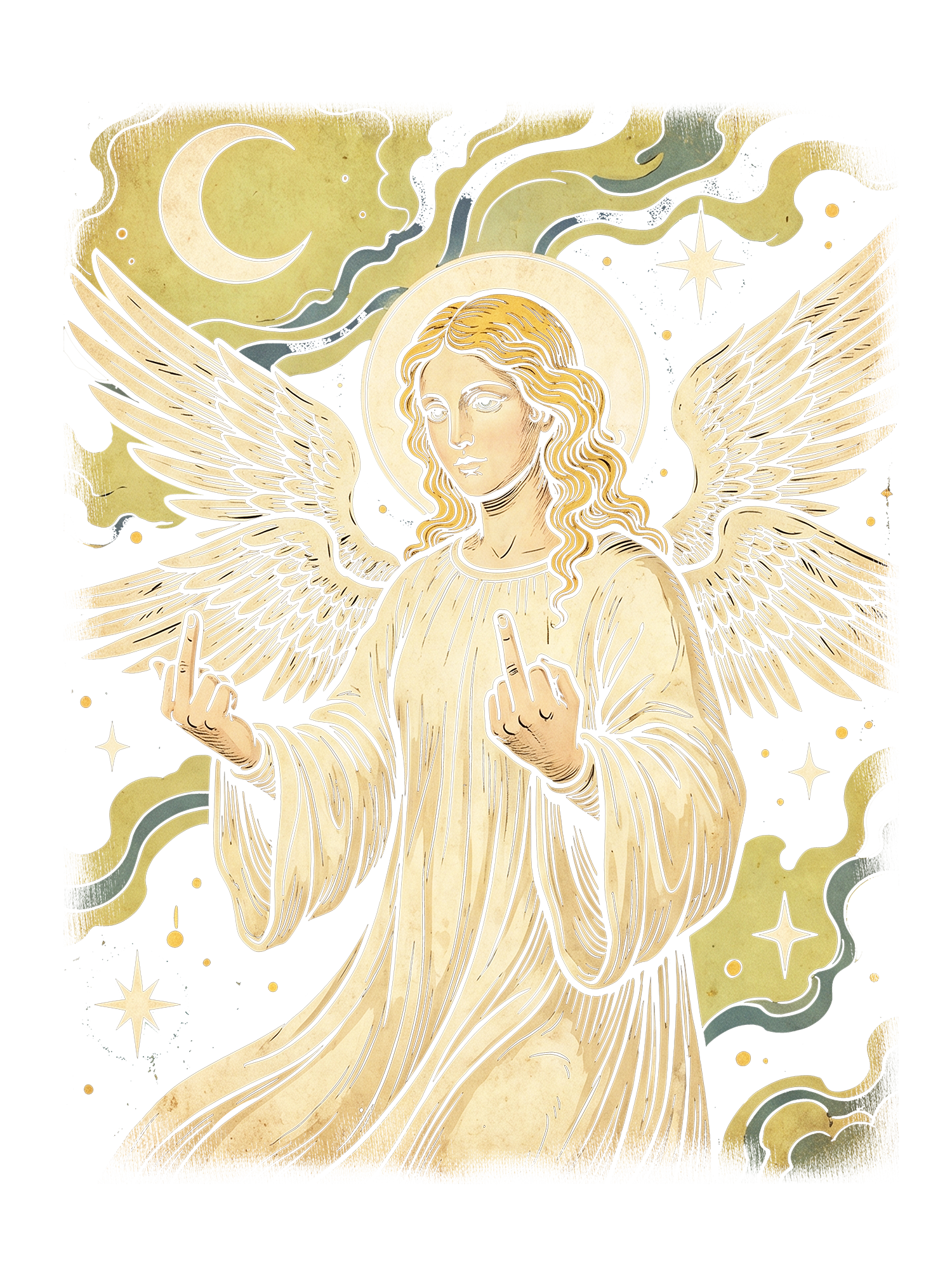 REBELLIOUS ANGEL MIDDLE FINGER WASHED TSHIRT