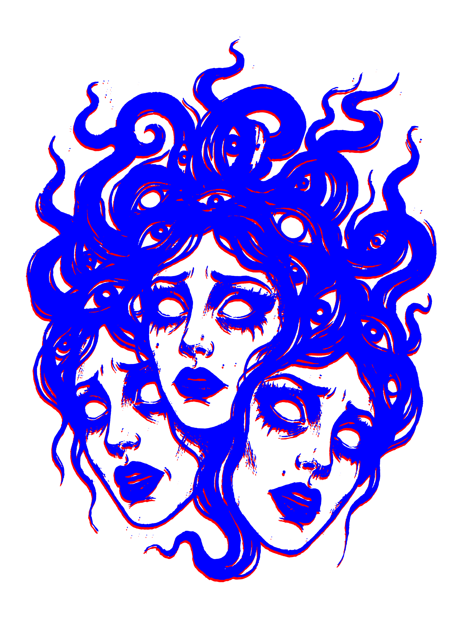 MEDUSA MULTI-FACE PSYCHIC HEAD WASHED TSHIRT