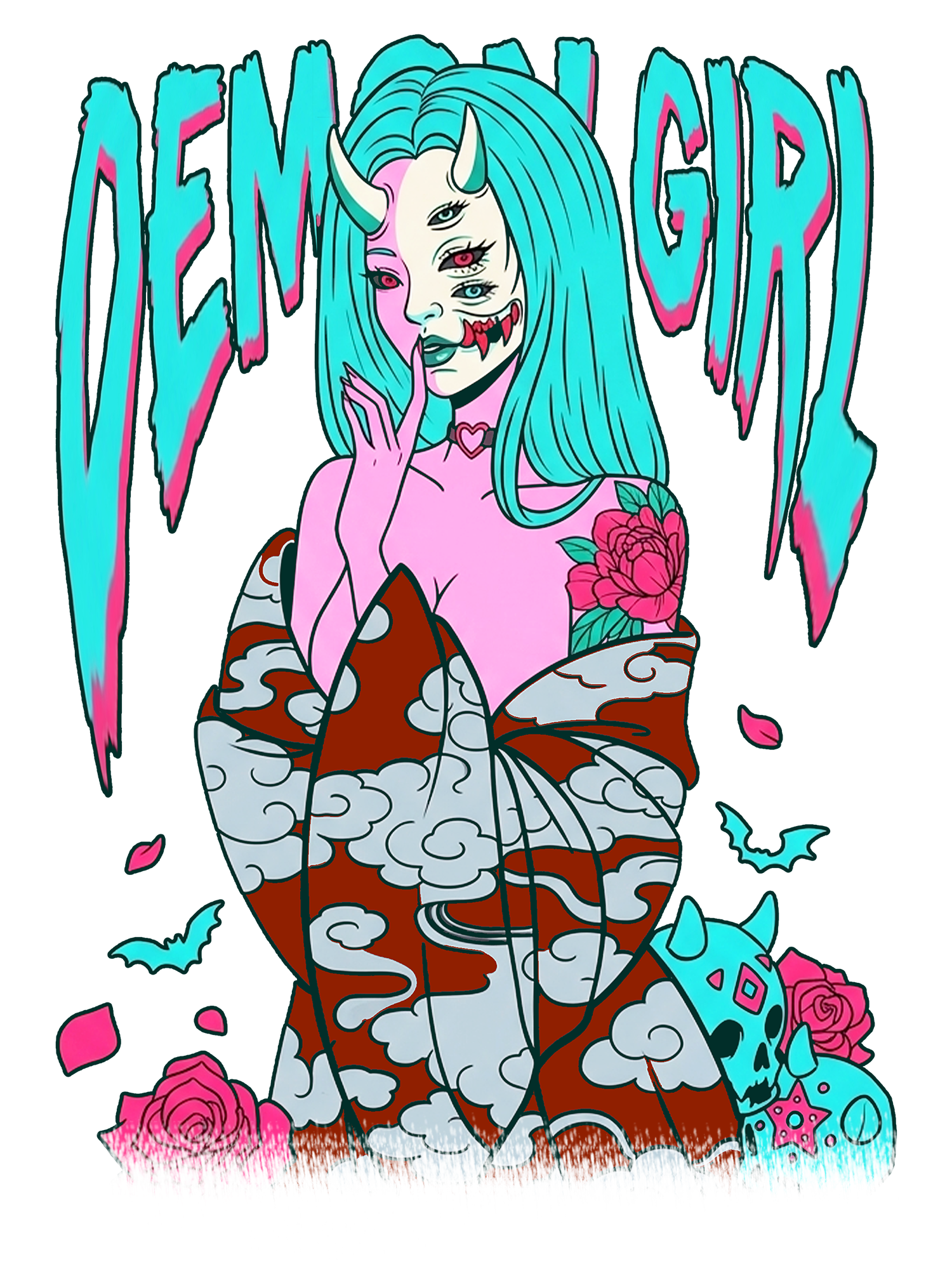 DEMON GIRL AAA WASHED TSHIRT