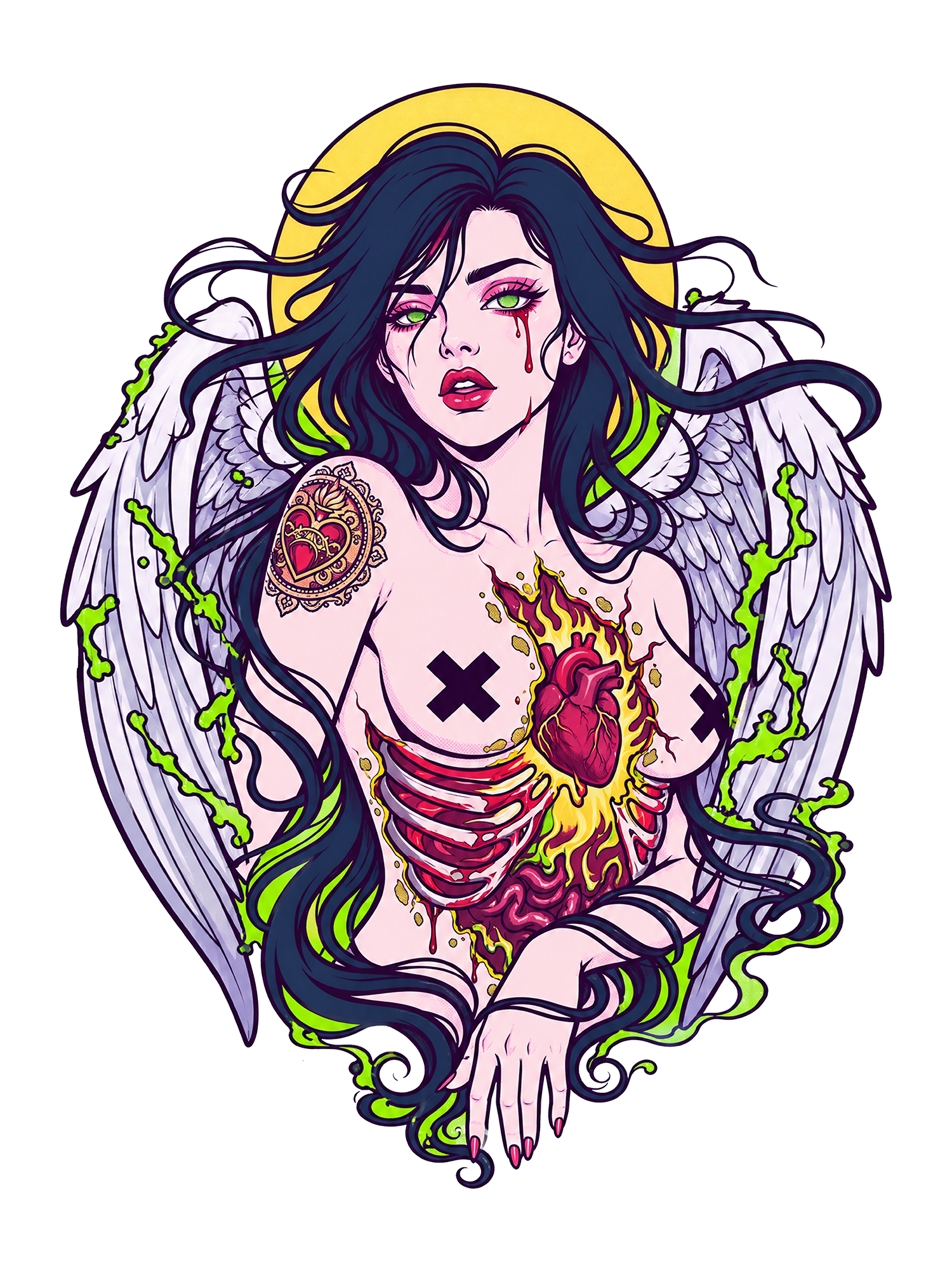FALLEN HEART ANGEL AAA WASHED TSHIRT