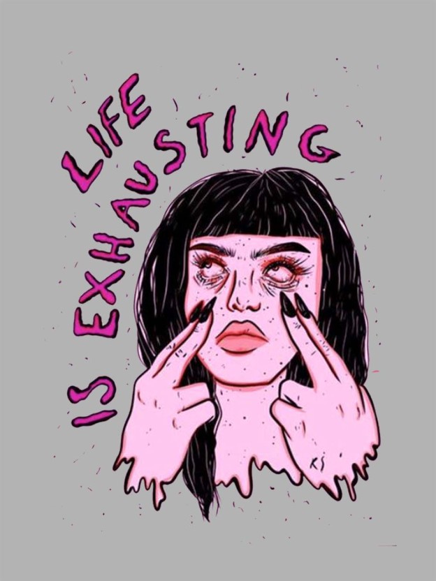 LIFE IS EXHAUSTING WASHED TSHIRT