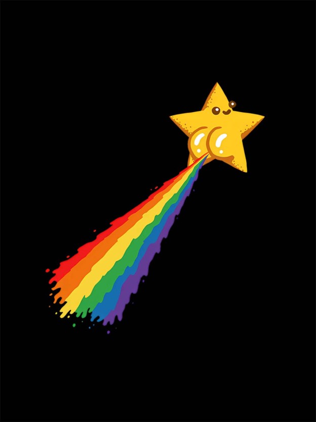 Rainbow - Pooping Star Washed Tshirt