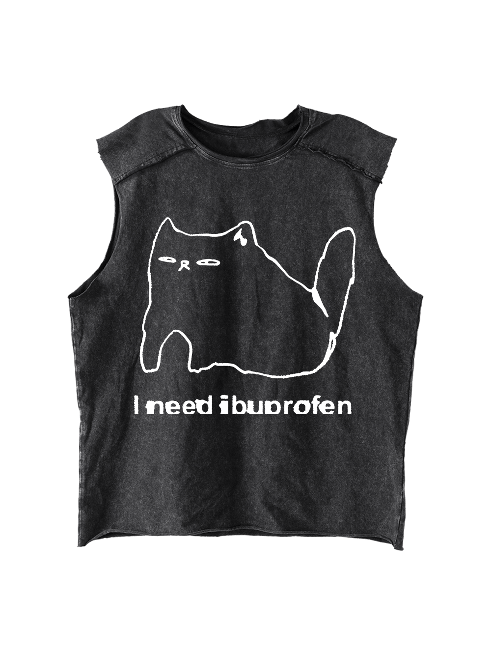 Ibuprofen Cat Distressed Tank Top-ClassyOutlaw Sale