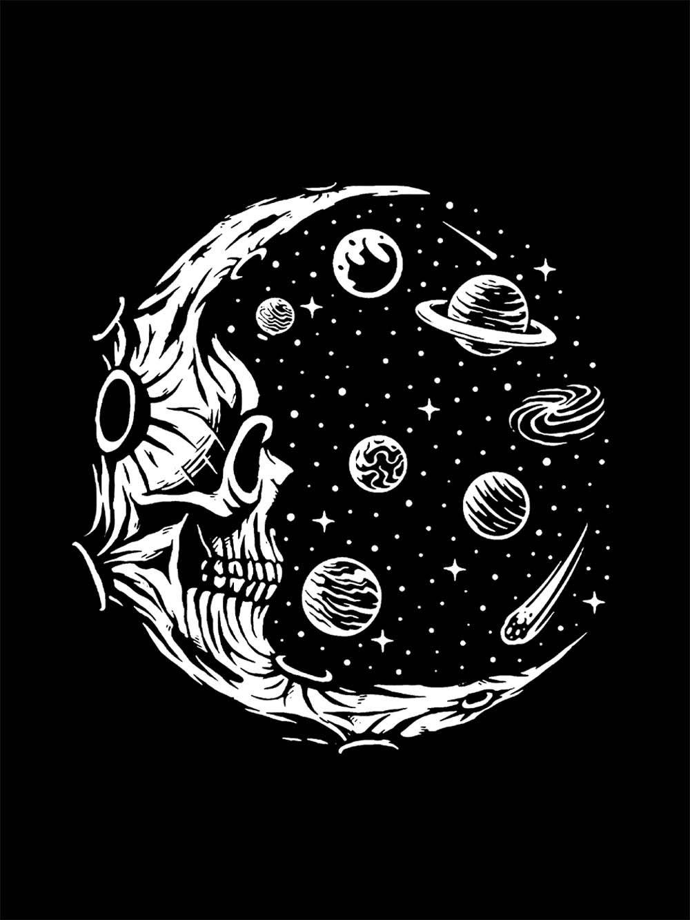 COSMIC SKULL MOON WASHED TSHIRT