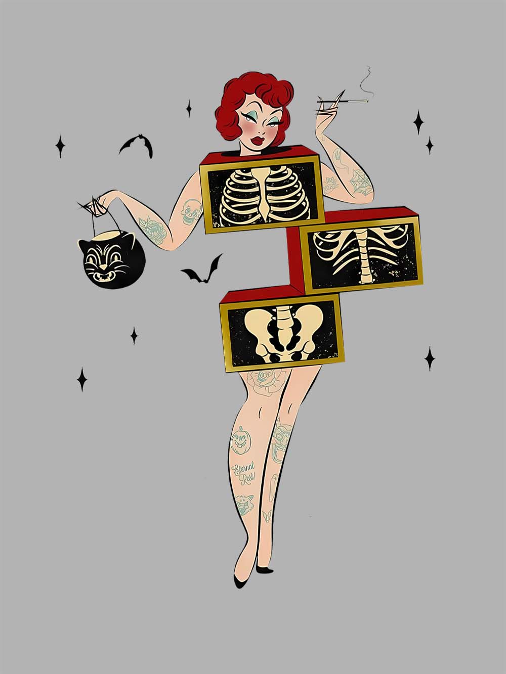 SKELETONS AND STYLE WASHED TSHIRT
