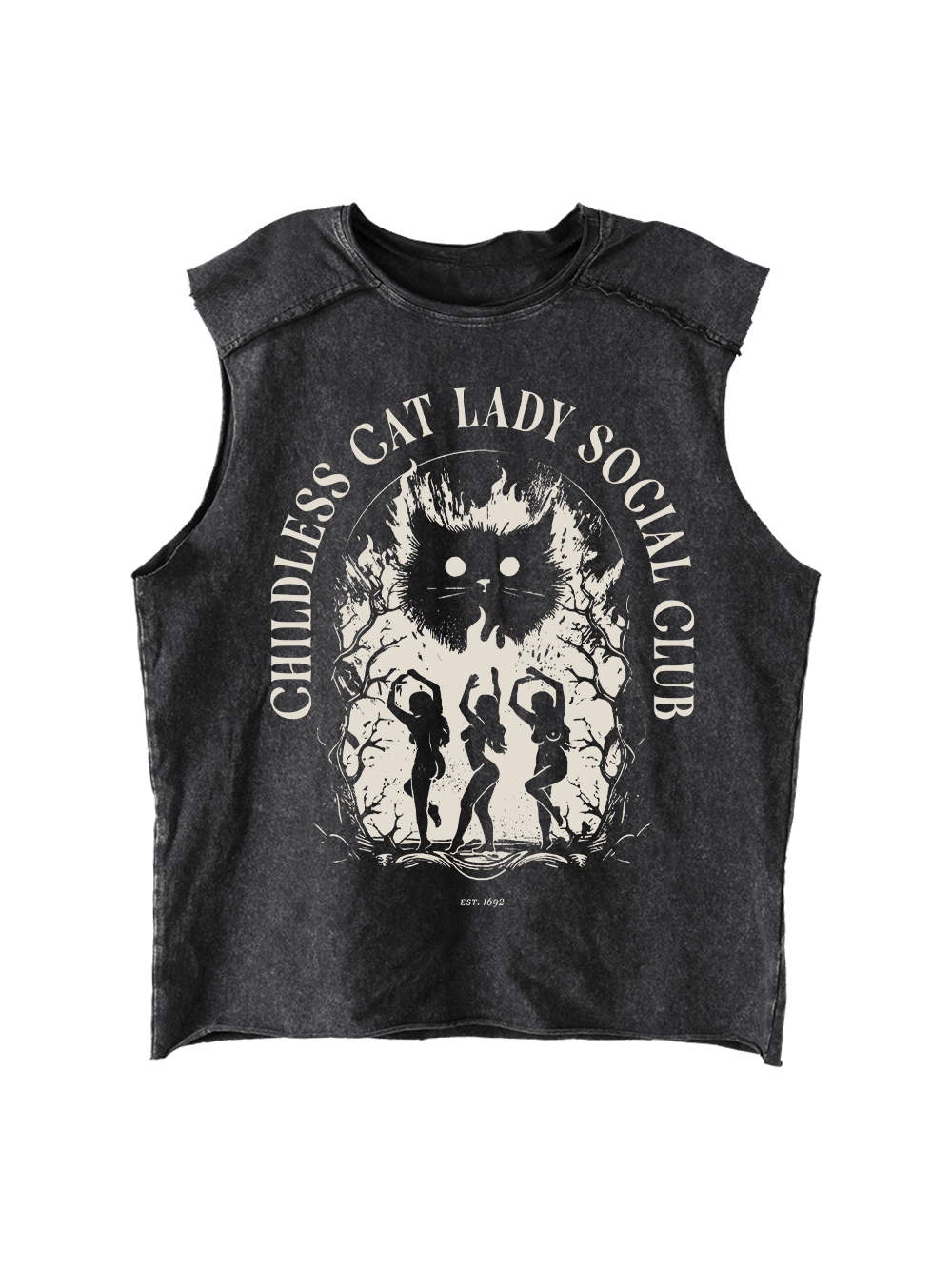 Guilless Cat Lady Distressed Tank Top