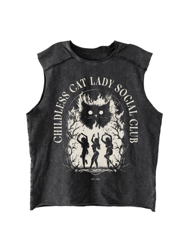 Guilless Cat Lady Distressed Tank Top