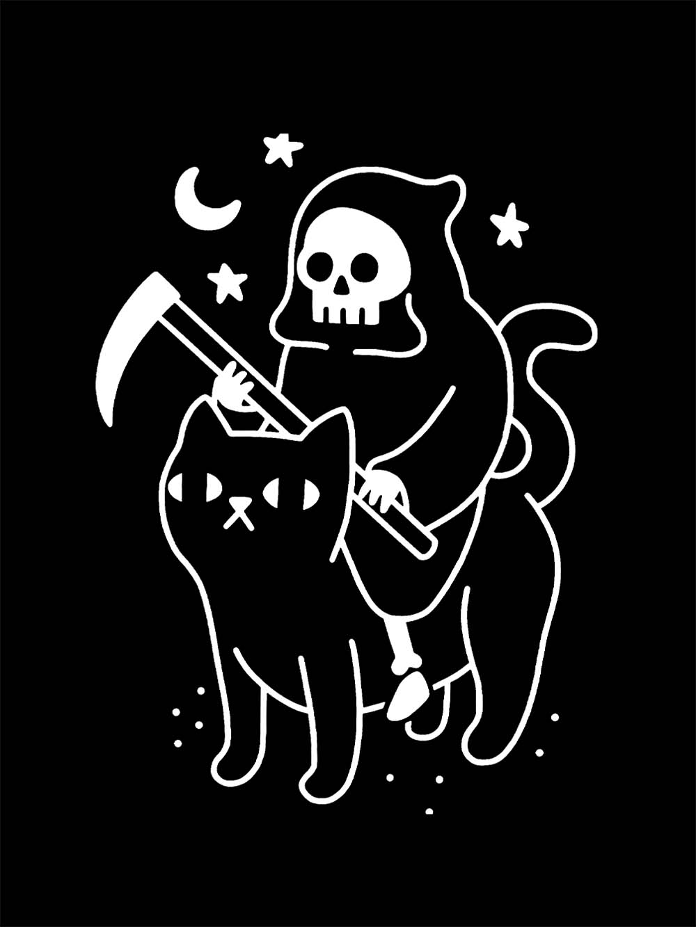 Grim Reaper's Cat Ride Washed Tshirt
