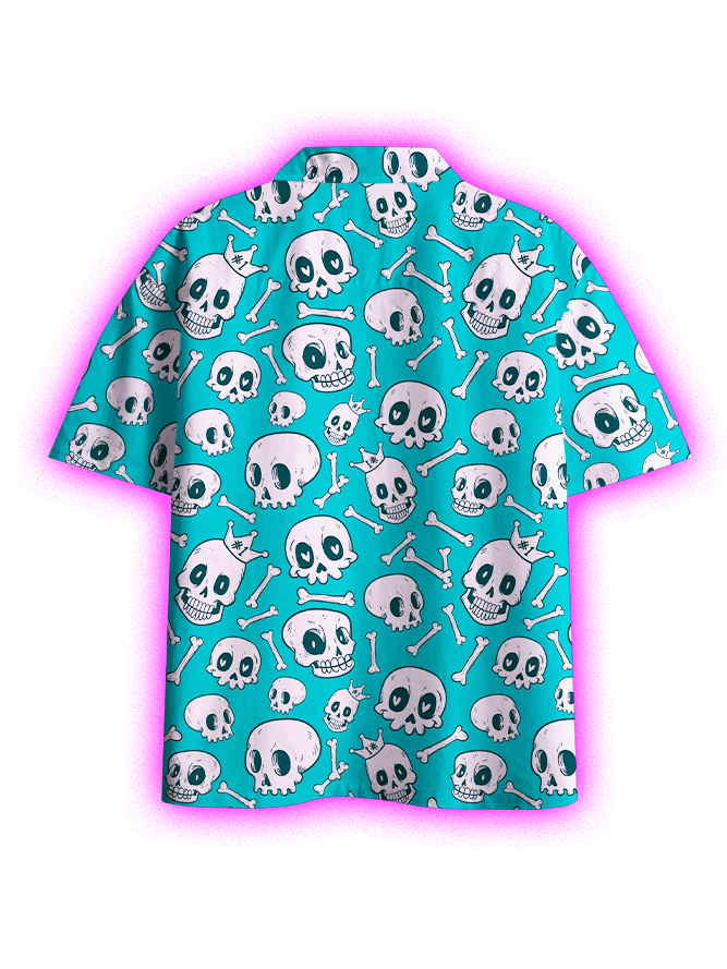 PLAYFUL SKULL PATTERN BUTTON UP POCKET SHIRT