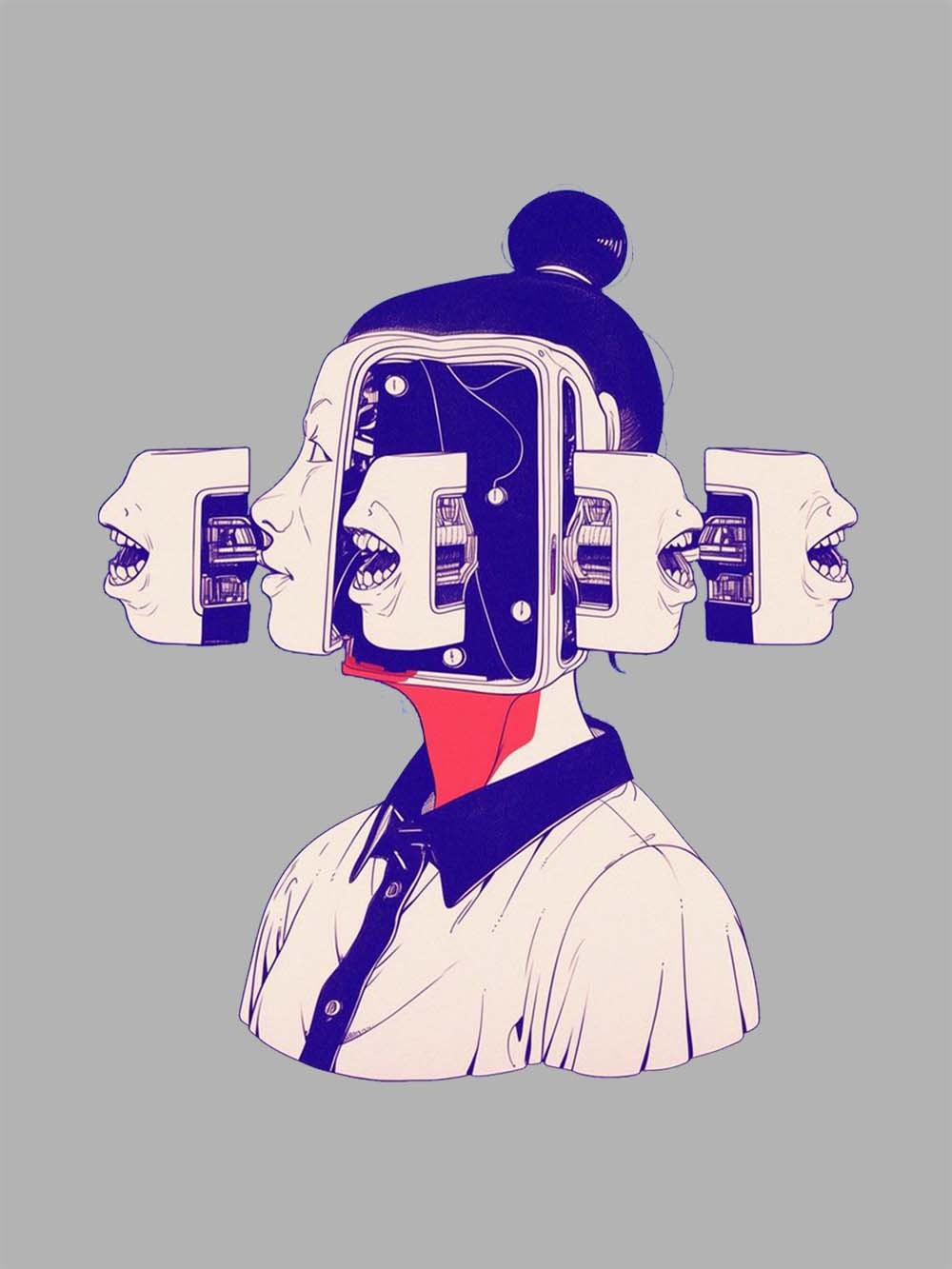 FRAGMENTED VOICES OF THE MIND WASHED TSHIRT